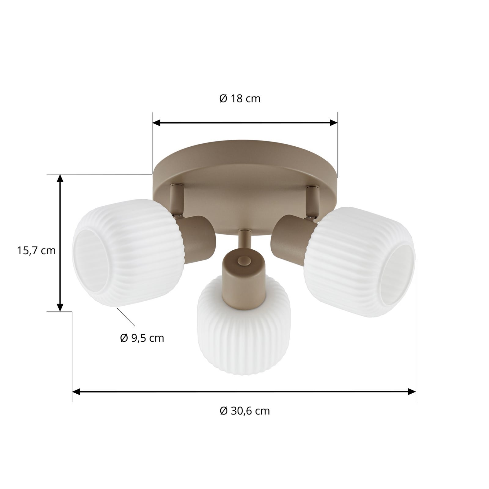 Evey loftspot, Ø 37 cm, 3 lyskilder, hvid/beige, glas – Nola Evey loftspot, Ø 37 cm, 3 lyskilder, hvid/beige, glas – Nola
