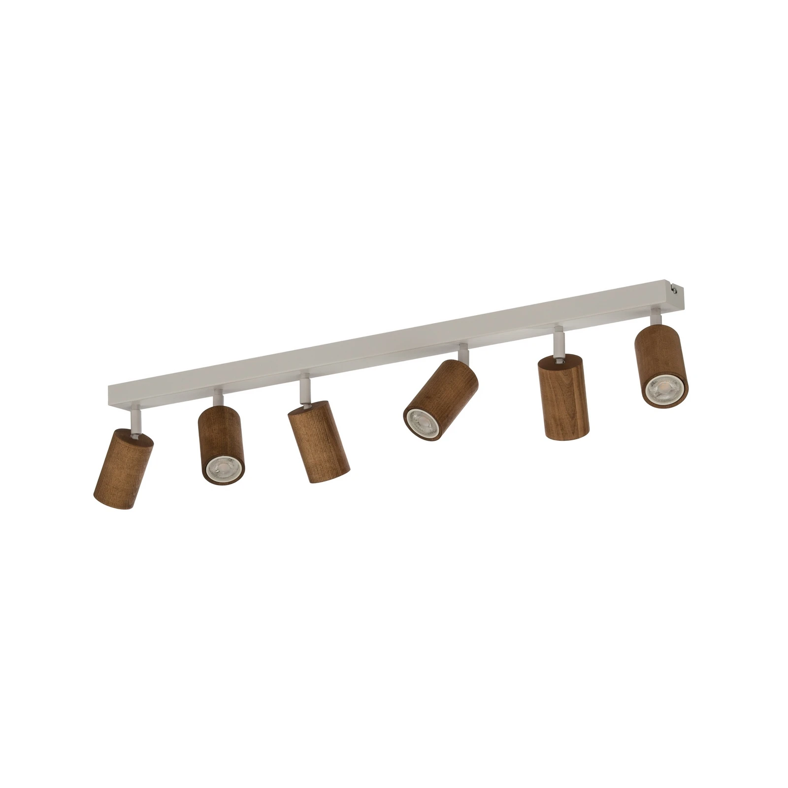 Spot de tavan Nisse, alb, lungime 90 cm, 5 becuri, lemn/metal