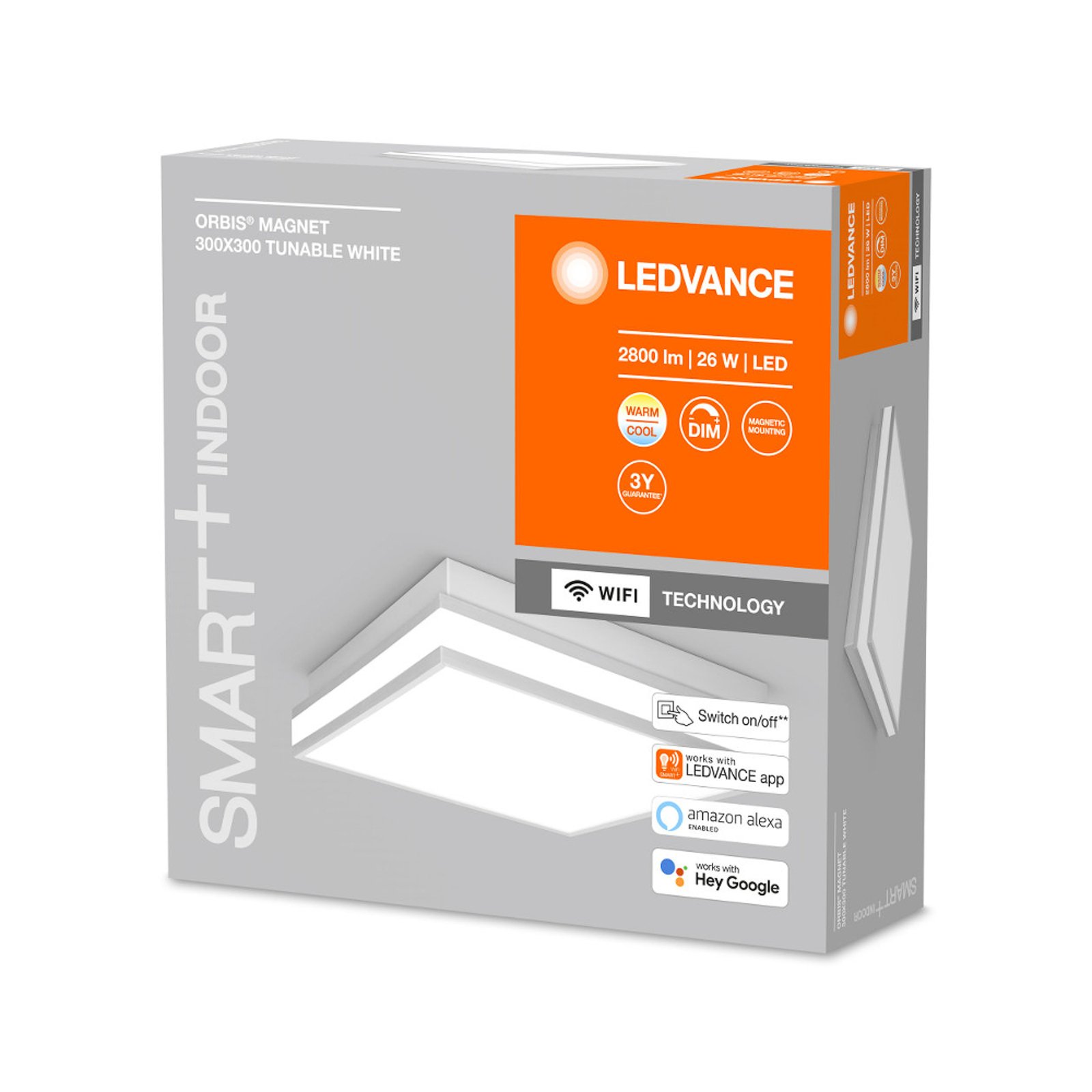 LEDVANCE SMART+ WiFi Orbis magnet sivý, 30x30cm