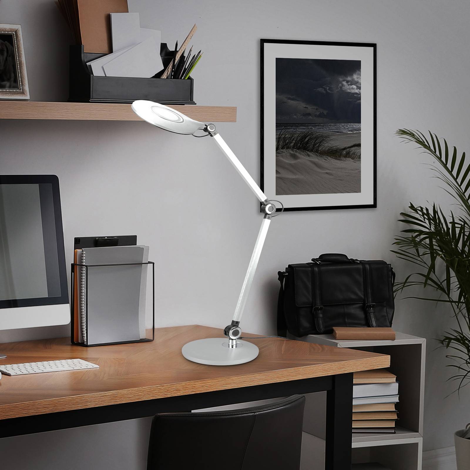 Briloner Stolní lampa LED Office, stříbrná, CCT