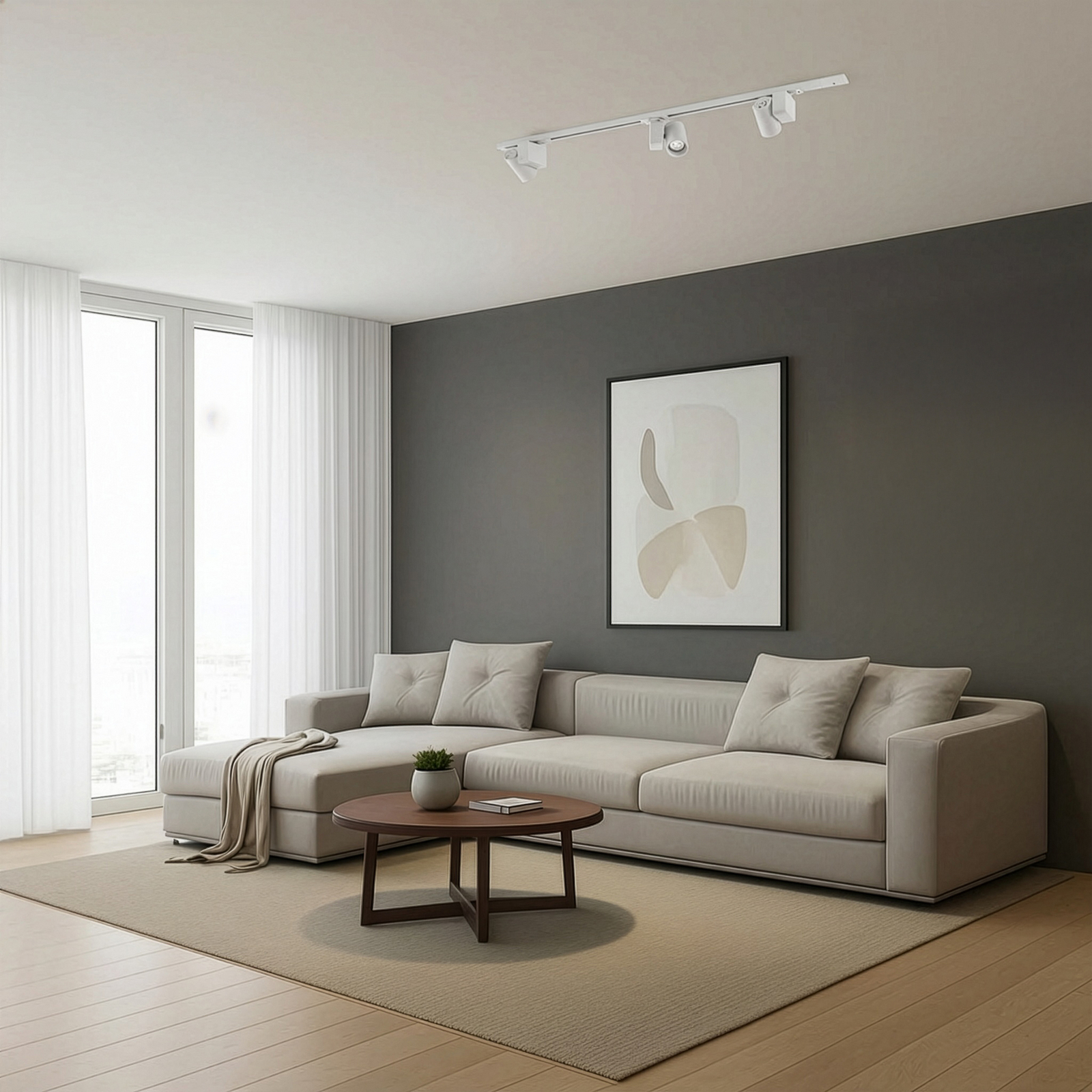 Sistem de șine Lindby Linaro, set de 3 Brinja, LED, alb