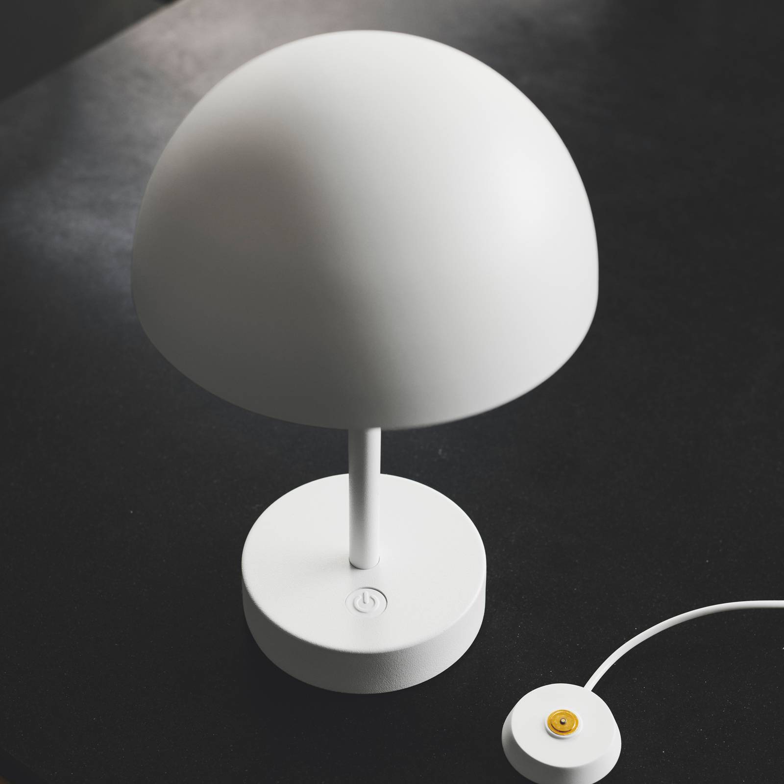 Lampa stołowa LED z akumulatorem Ellen To-Go, biała, aluminium