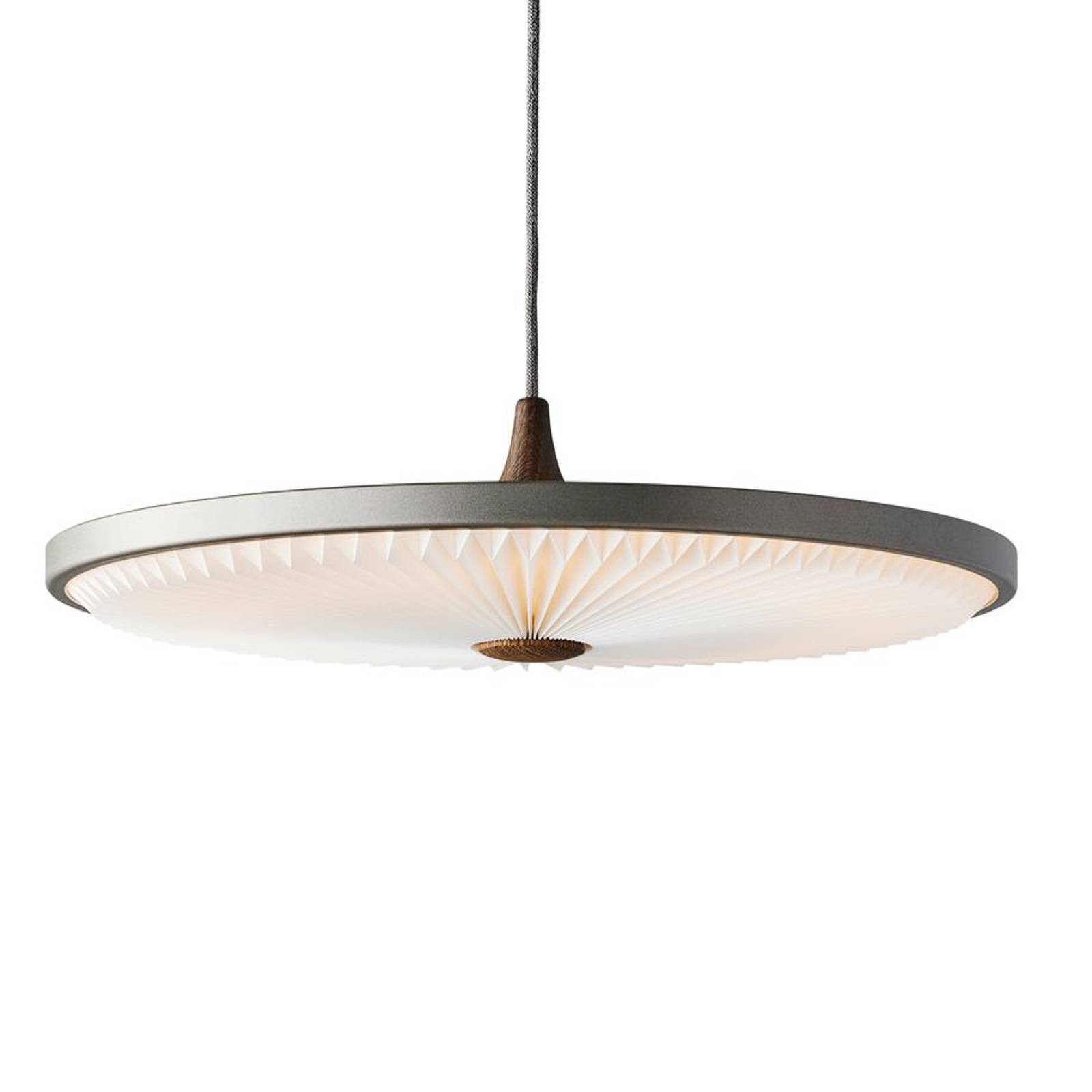 Le Klint LE KLINT Soleil pendant paper dark grey Ø 50cm dim, for Living / Dining Room, aluminium, wood, paper, H: 5 cm