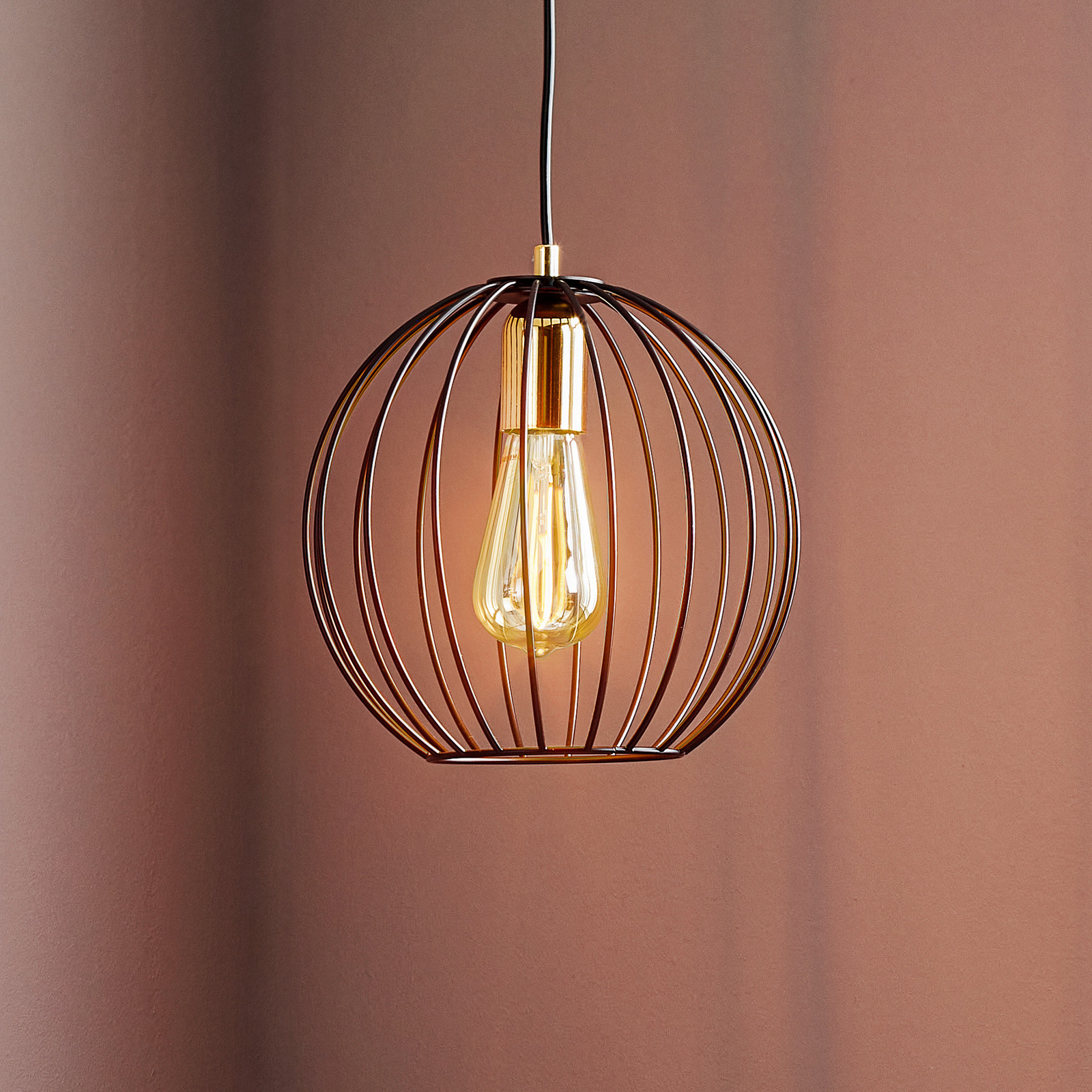 Albio 1 pendant light with cage lampshade black