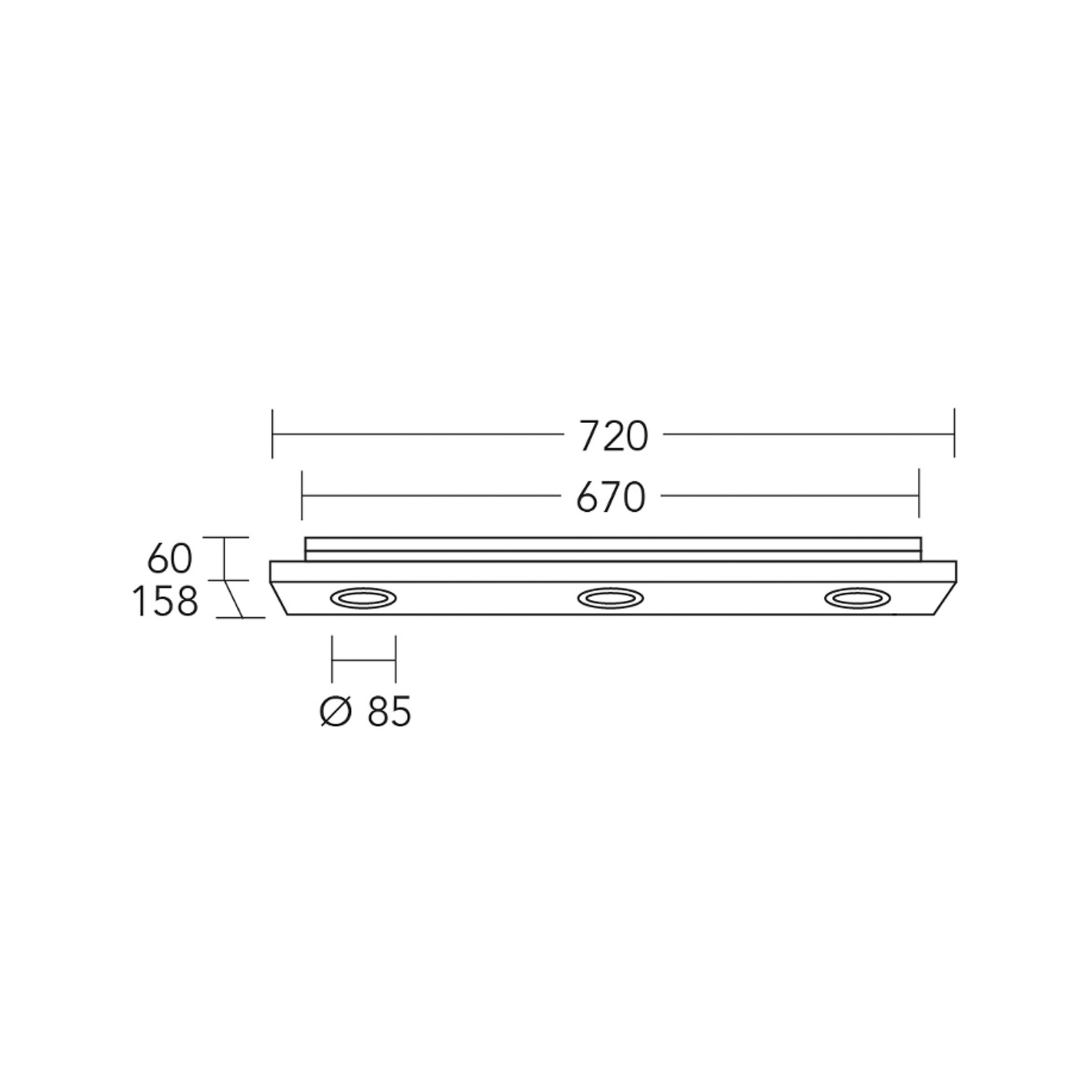 HerzBlut plafón Lennon, 72 cm, 3 luces, madera, GU10