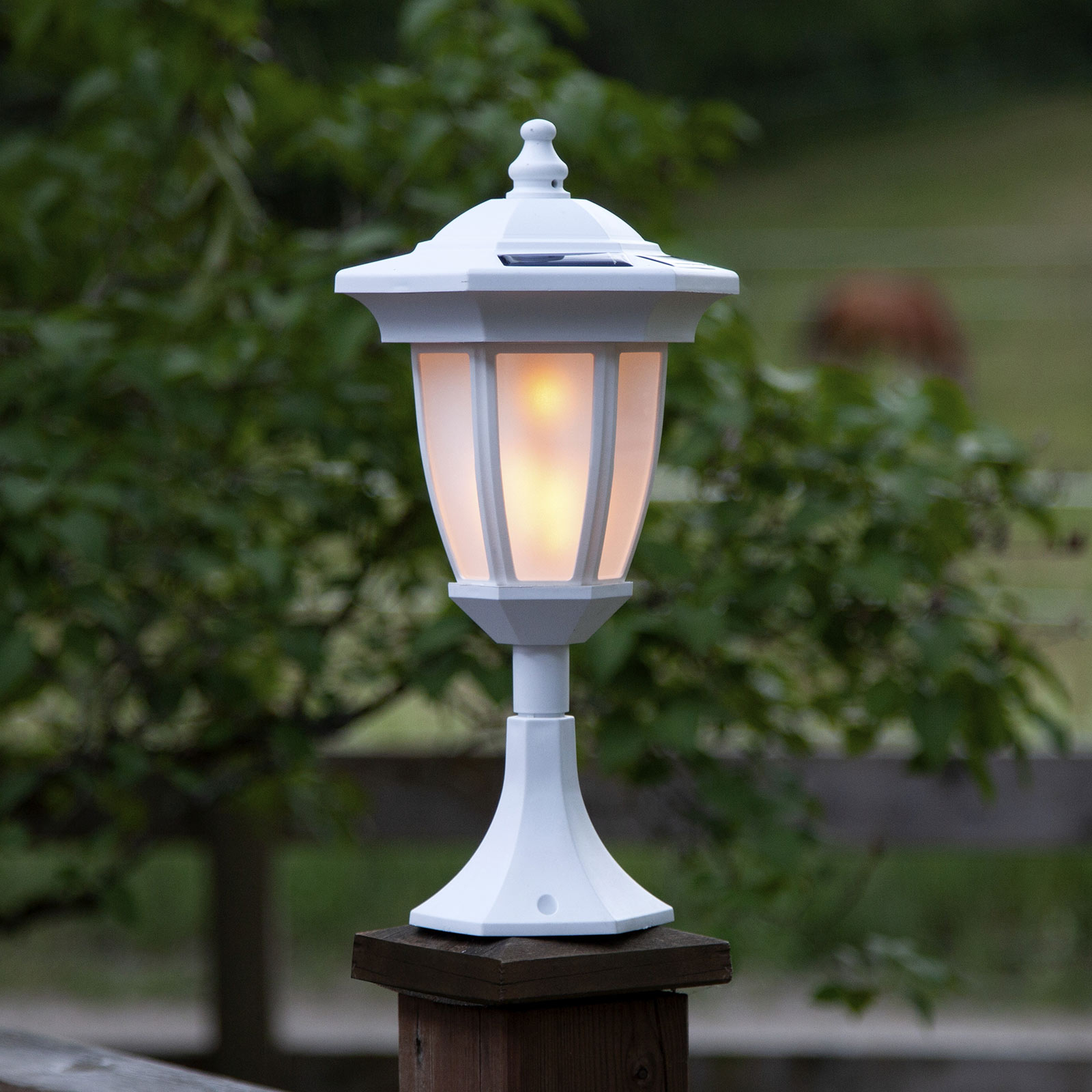 LED lamp op zonne-en Flame, 4 in 1, wit