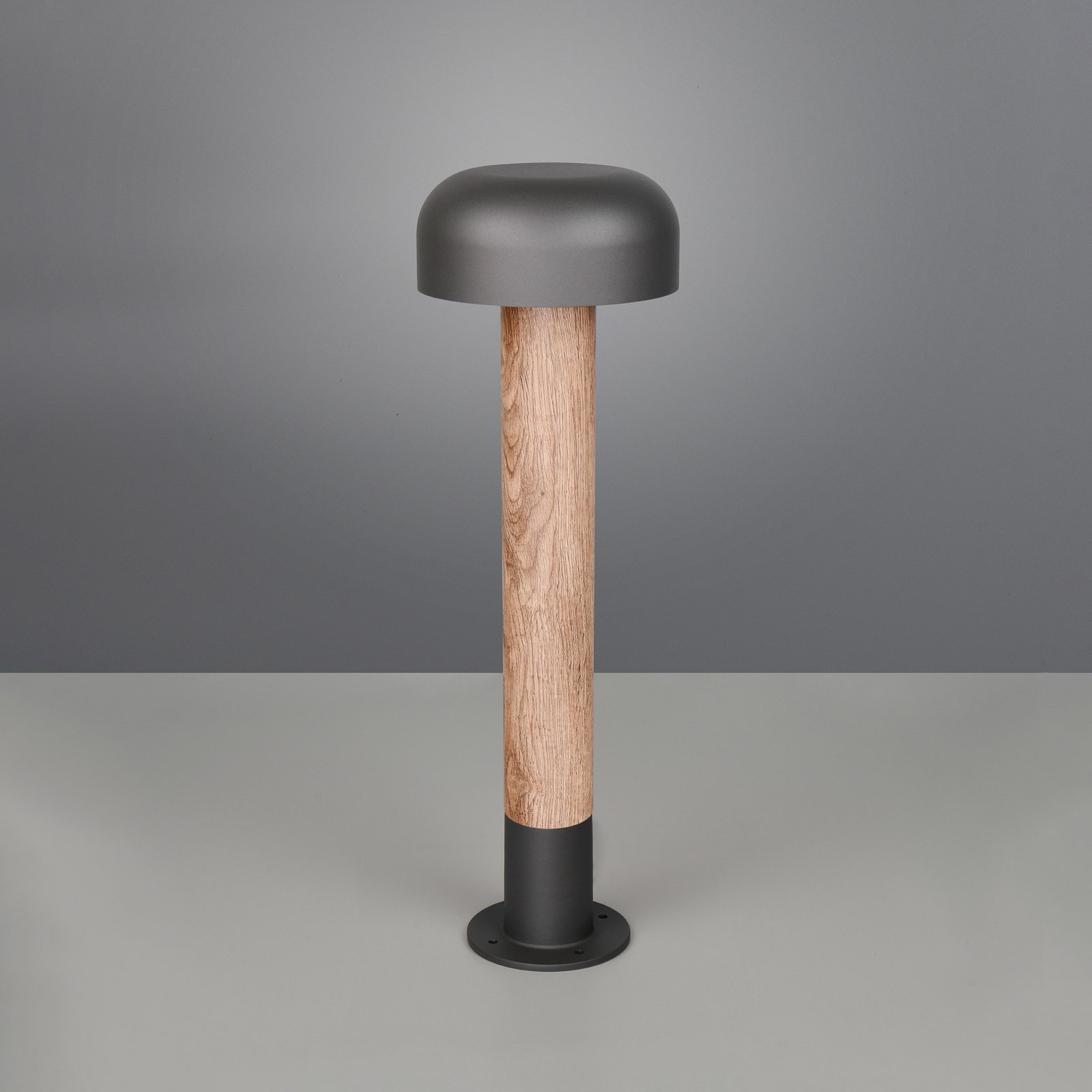 Fraser path light, grey/wood look, aluminium, IP54, height 84.5 cm