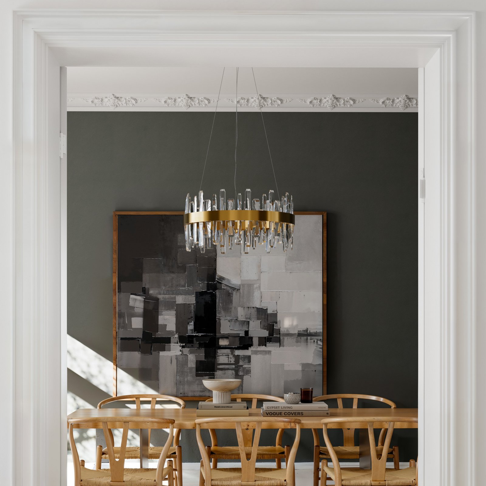 Lampada LED a sospensione Triumph di By Rydens, Ø 60 cm, ottone, trasparente Lampada LED a sospensione Triumph di By Rydens, Ø 60 cm, ottone, trasparente