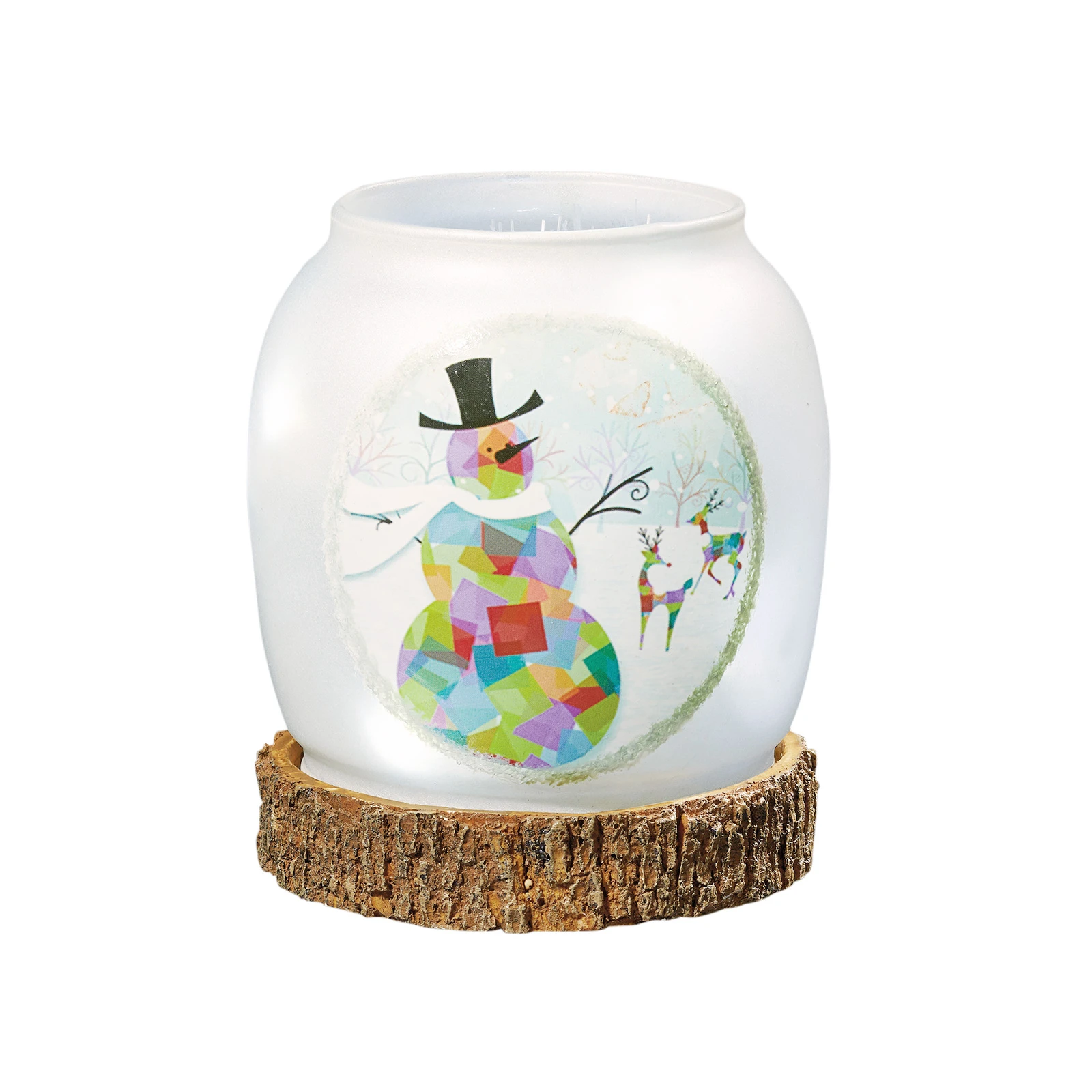 LED-Glasvase Schneemann, batteriebetrieben