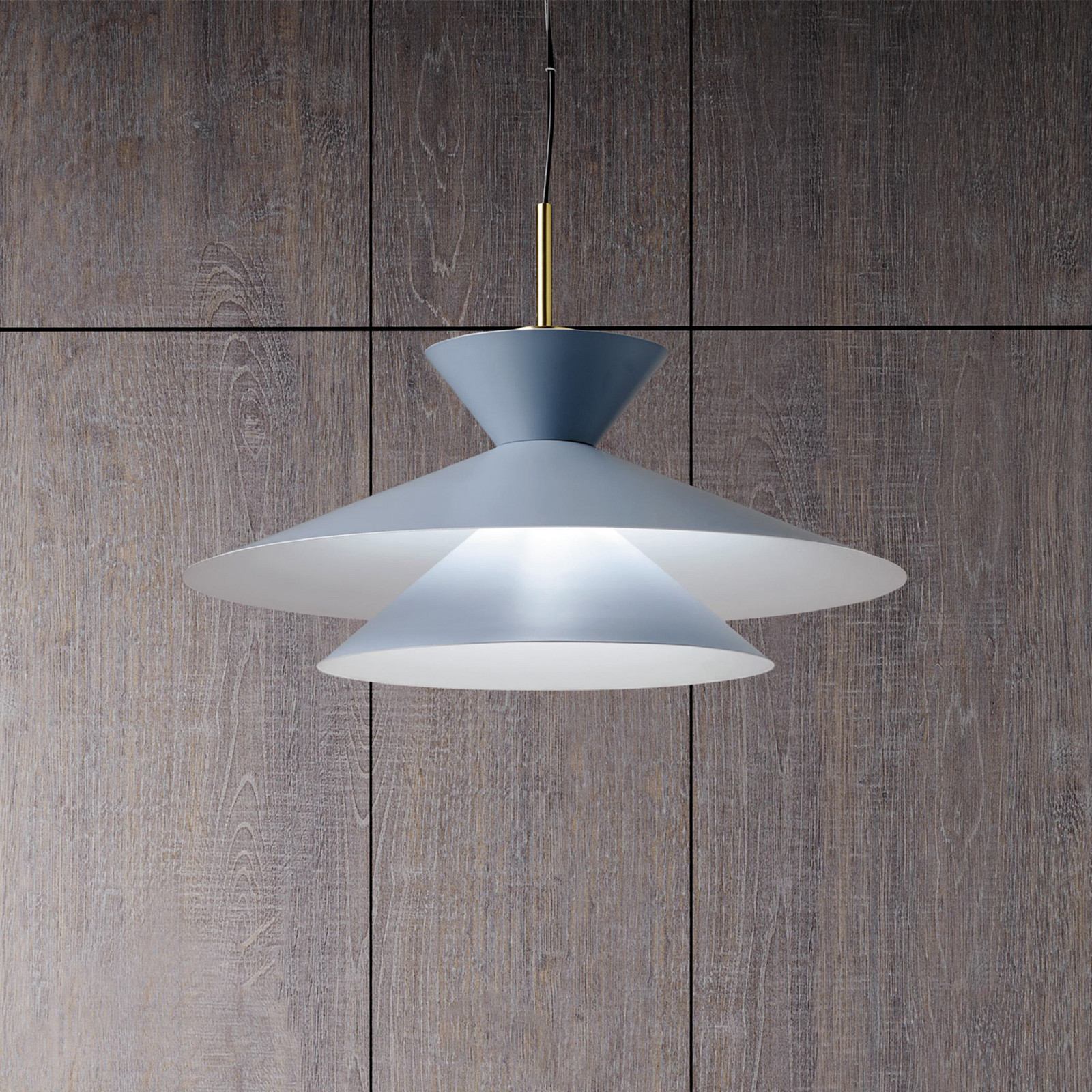 miloox by Sforzin Lampă suspendată Kim albastru ciel Ø 60 cm metal - Camera de zi / sufragerie - design - albastru cer alamă periat negru
