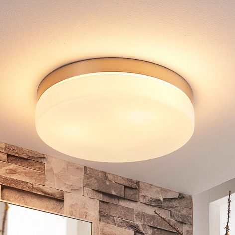 Plafonnier blanc Amilia à support nickel, IP44