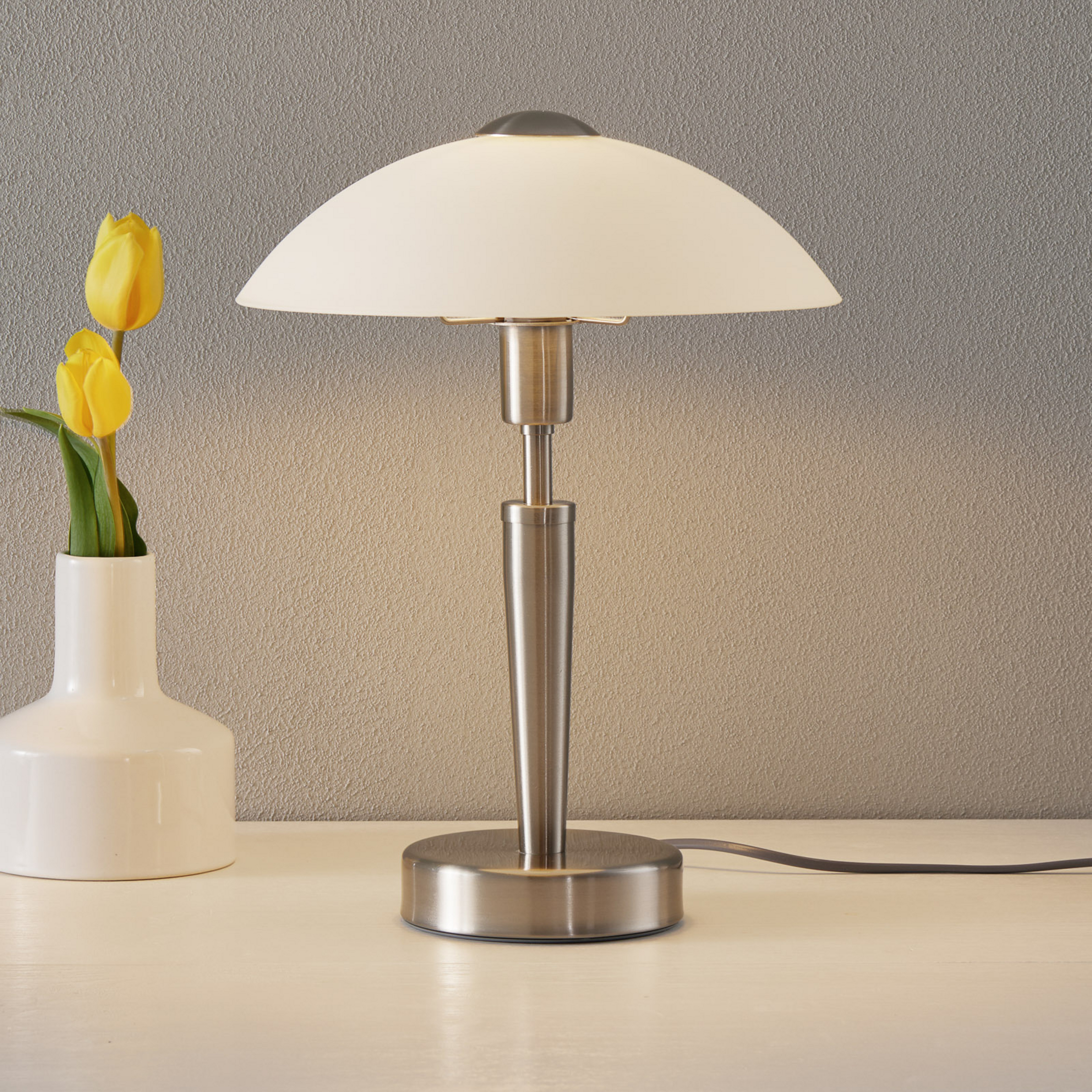 Lampe de chevet Solo 1, nickel, blanche