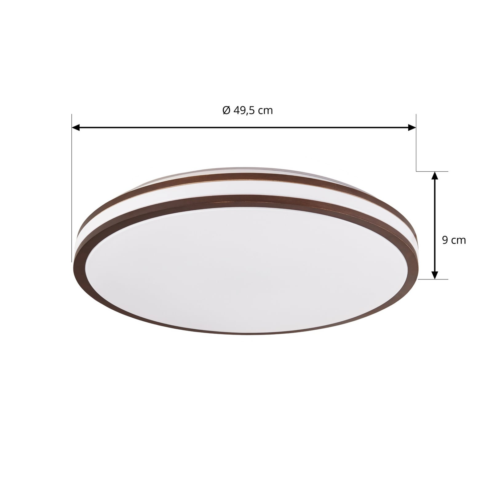 Lindby LED plafondlamp Emiva, Ø 50 cm, donker hout, CCT