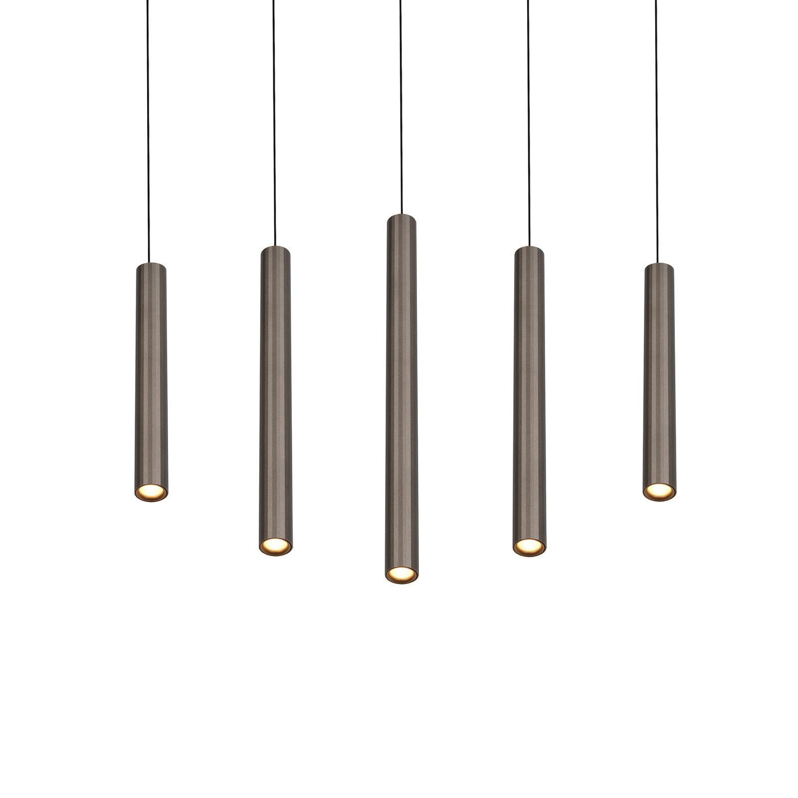 Trio Lighting LED висяща лампа „Аримато“, дължина 94 см, метал в платинен цвят, CCT