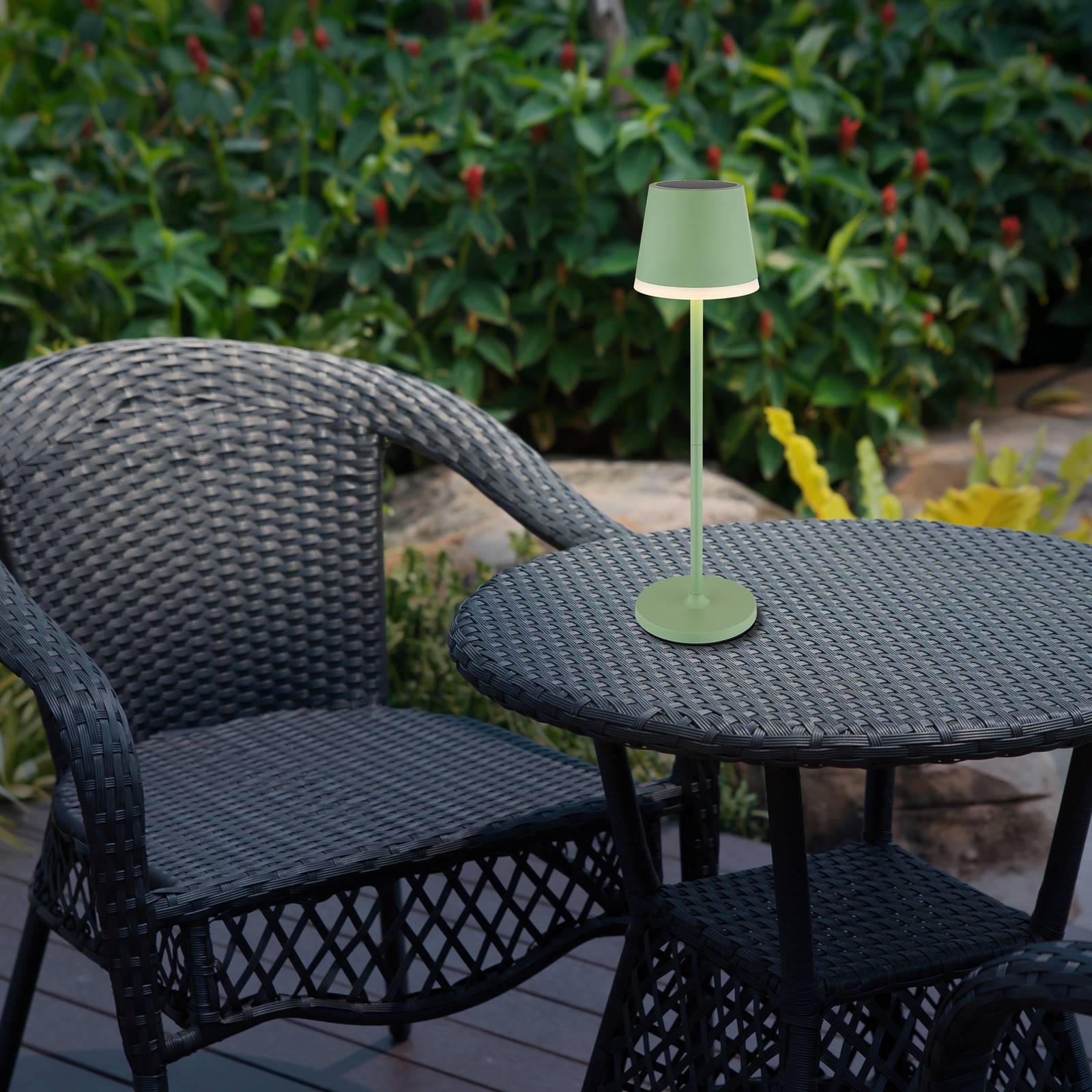 Lampa solarna LED, metalowa, jasnozielona, wysokość 41 cm, IP44