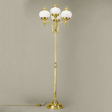 Lampadaire Delia à 4 lampes, laiton poli
