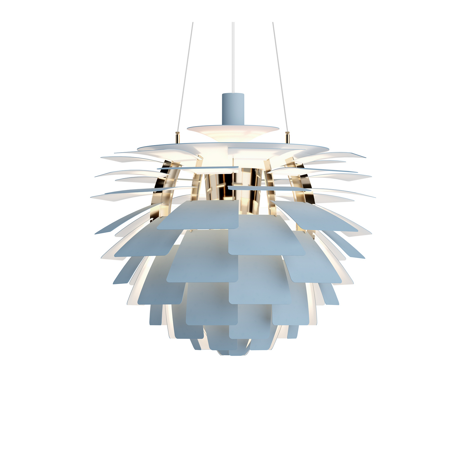 Hanglamp PH Artichoke blauw/messing Ø 60 cm Louis Poulsen