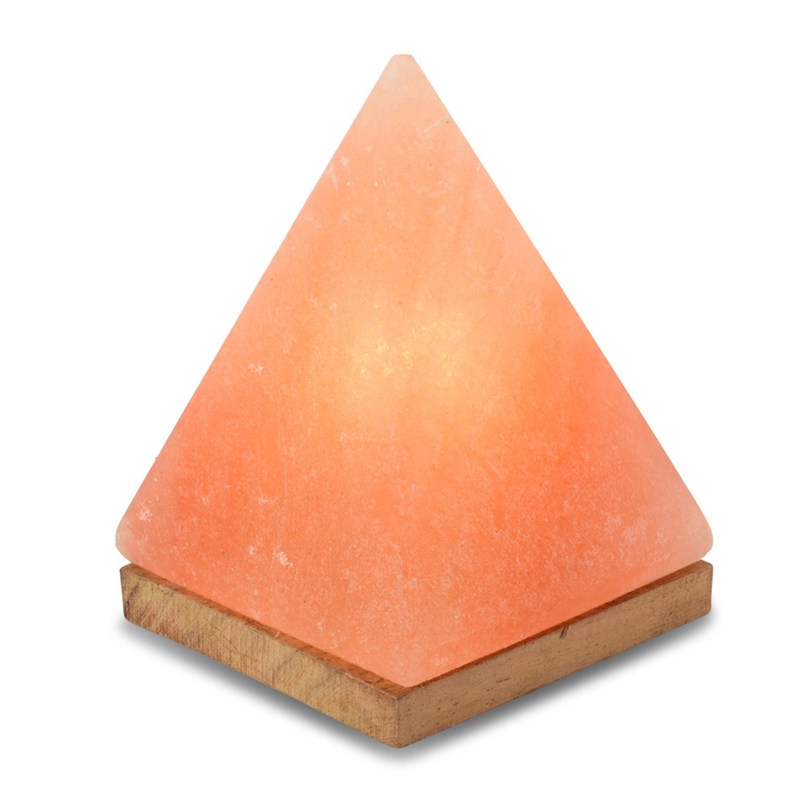 Lampada di sale Piramide con base, ambra