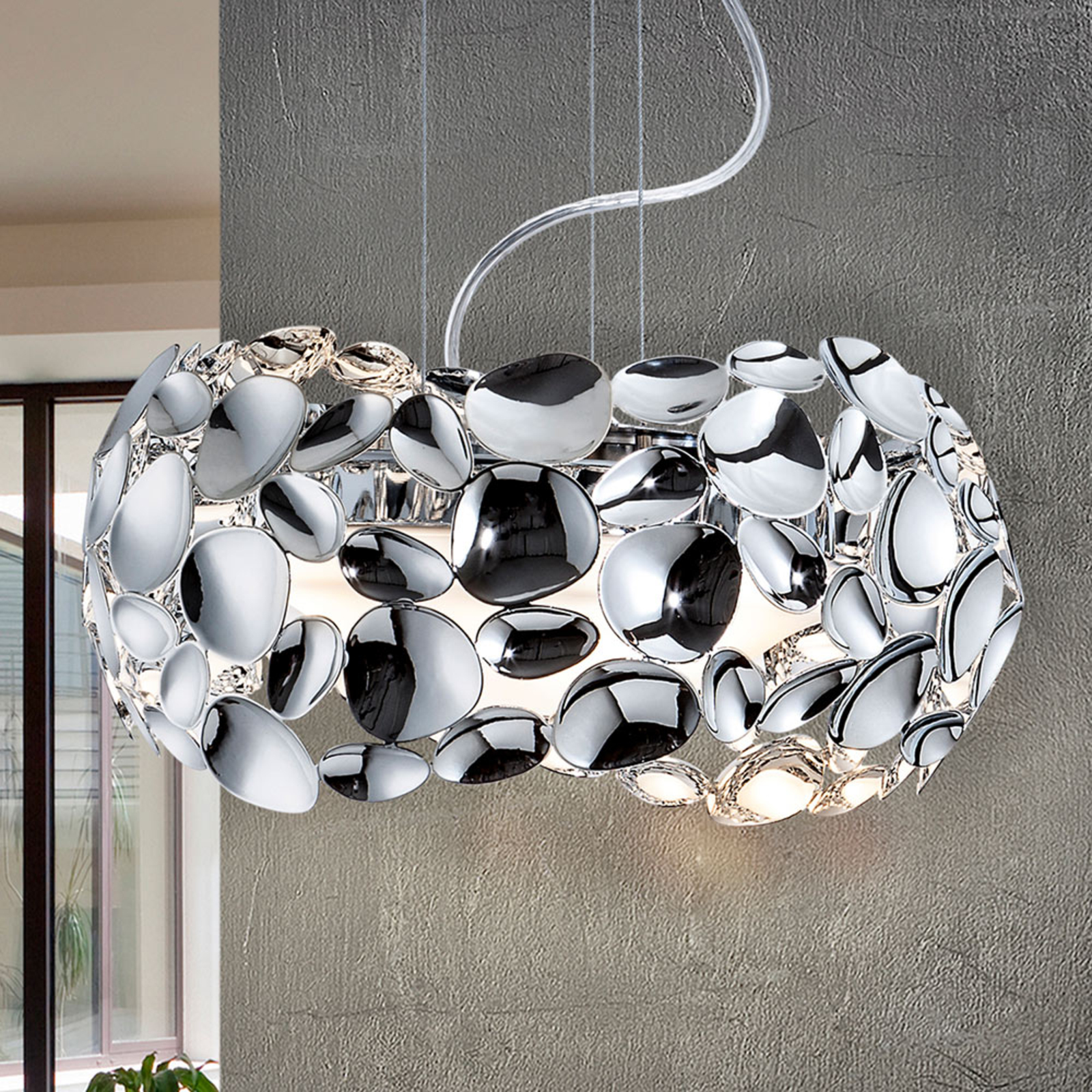 Schuller Narisa LED hanging light, Ø 32 cm, for Living / Dining Room, metal, acrylic, G9, 6 W, energy efficiency: A++, H: 18 cm