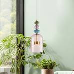 Arte LED hengelampe, lampeskjerm i glass, rosa, Ø 16 cm, 12 W