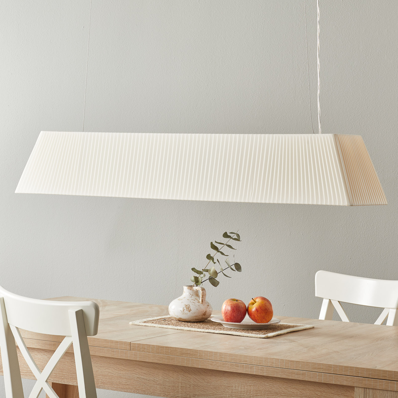 Bover Mei - längliche Stoff-Hängelampe, creme