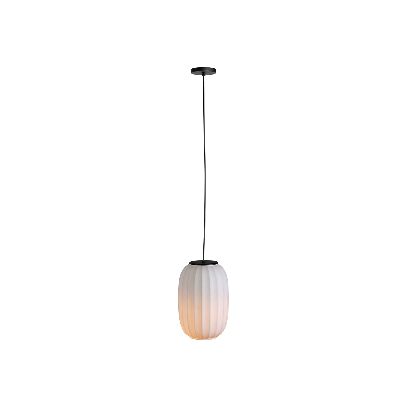 Mei pendant light, vertical oval lampshade, black