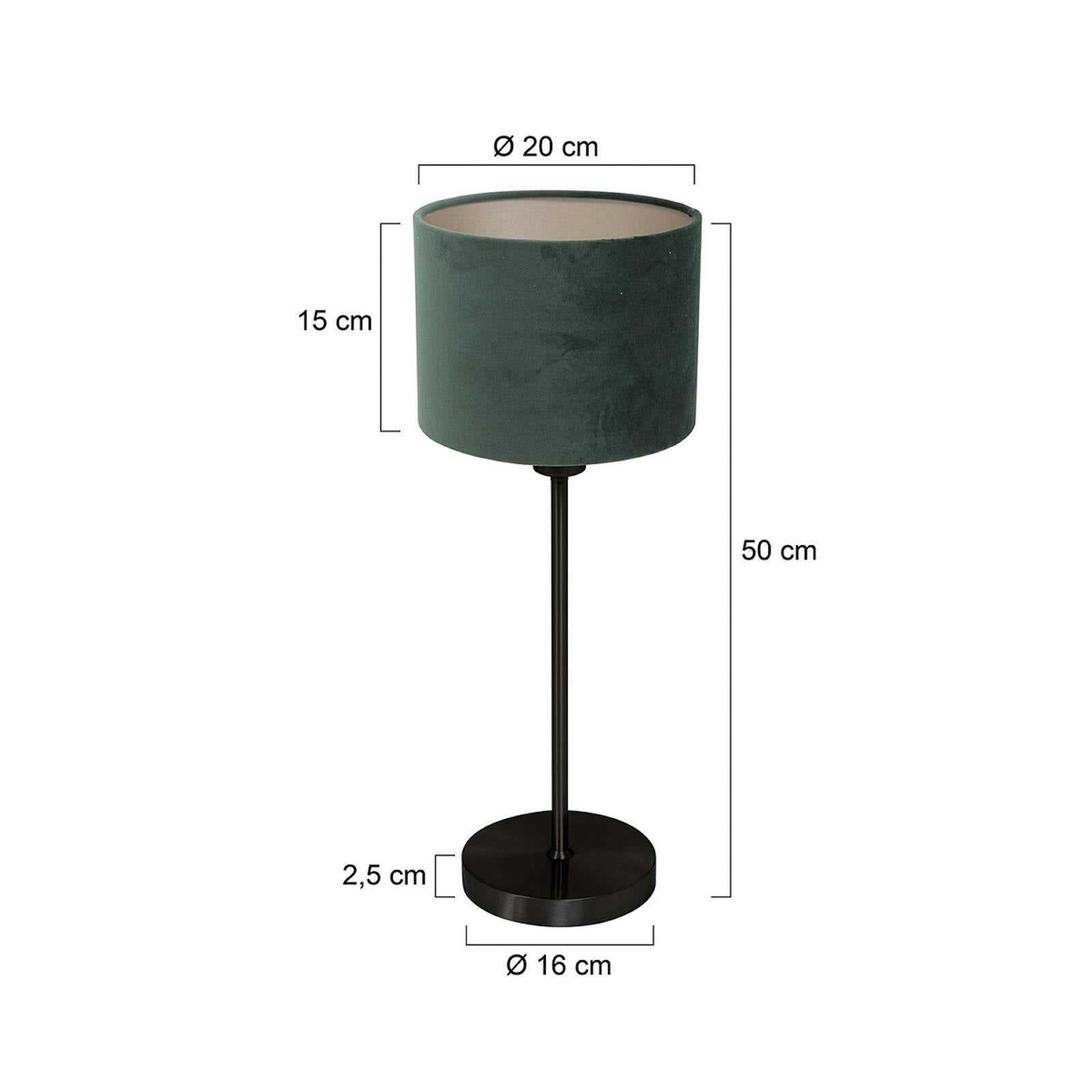 Levně Mexlite Stolní lampa Noor, černá/zelený velur, výška 50 cm, E27