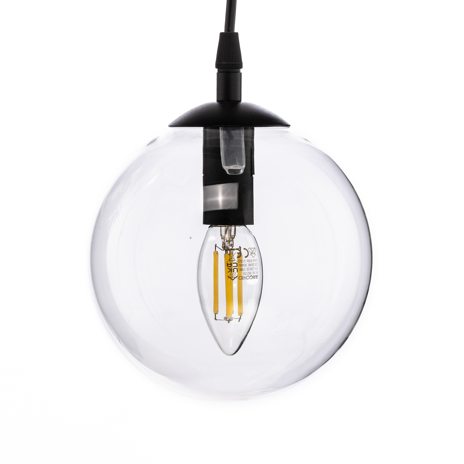 Glassy hanglamp, 6-lamps, zwart, grafiet, glas, 75 cm