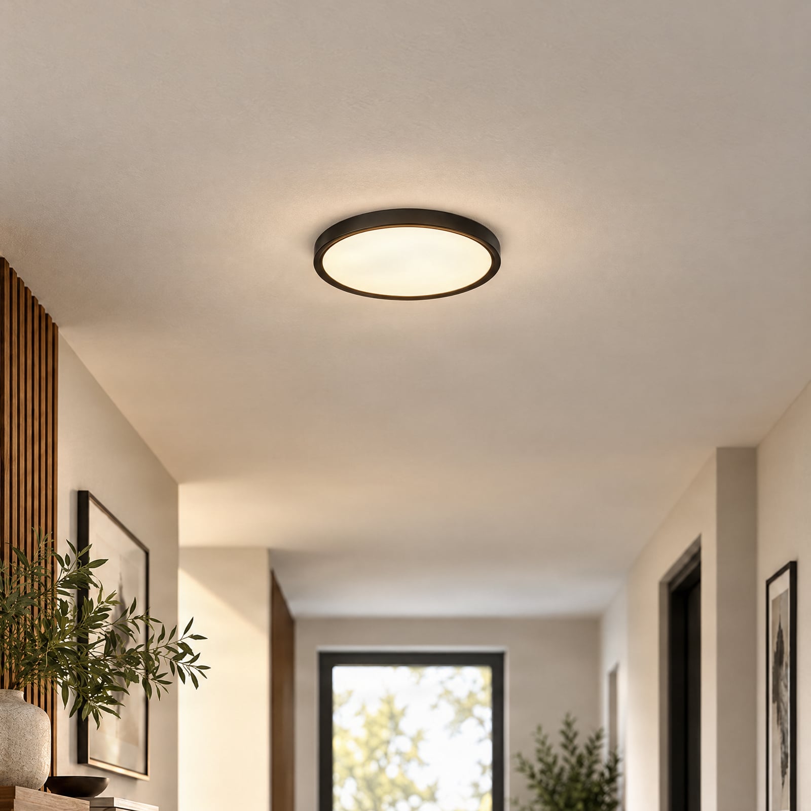 Lindby LED stropna svetilka Pravin, Ø 30 cm, 3.000 K, črna Lindby LED stropna svetilka Pravin, Ø 30 cm, 3.000 K, črna