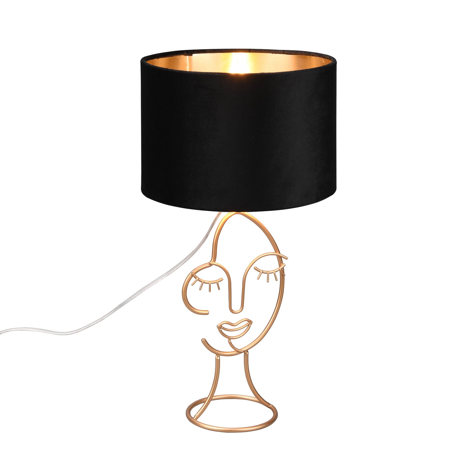 Bordlampe Mary med ansiktsdesign, svart/gull