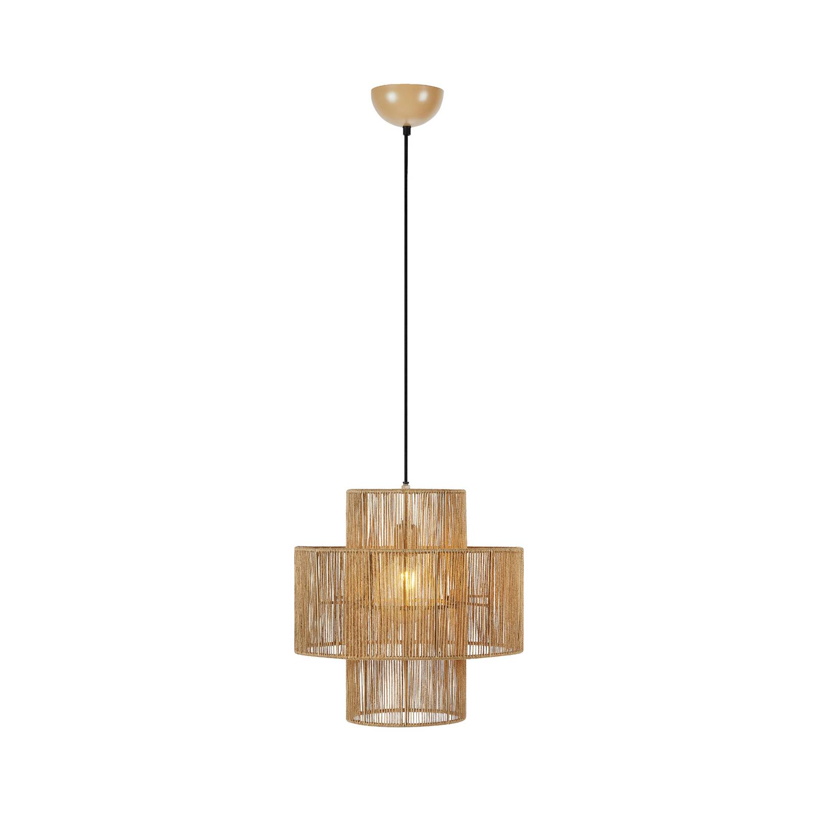 Hängelampe Soga, Stecker, natur, Jute, Ø 40 cm