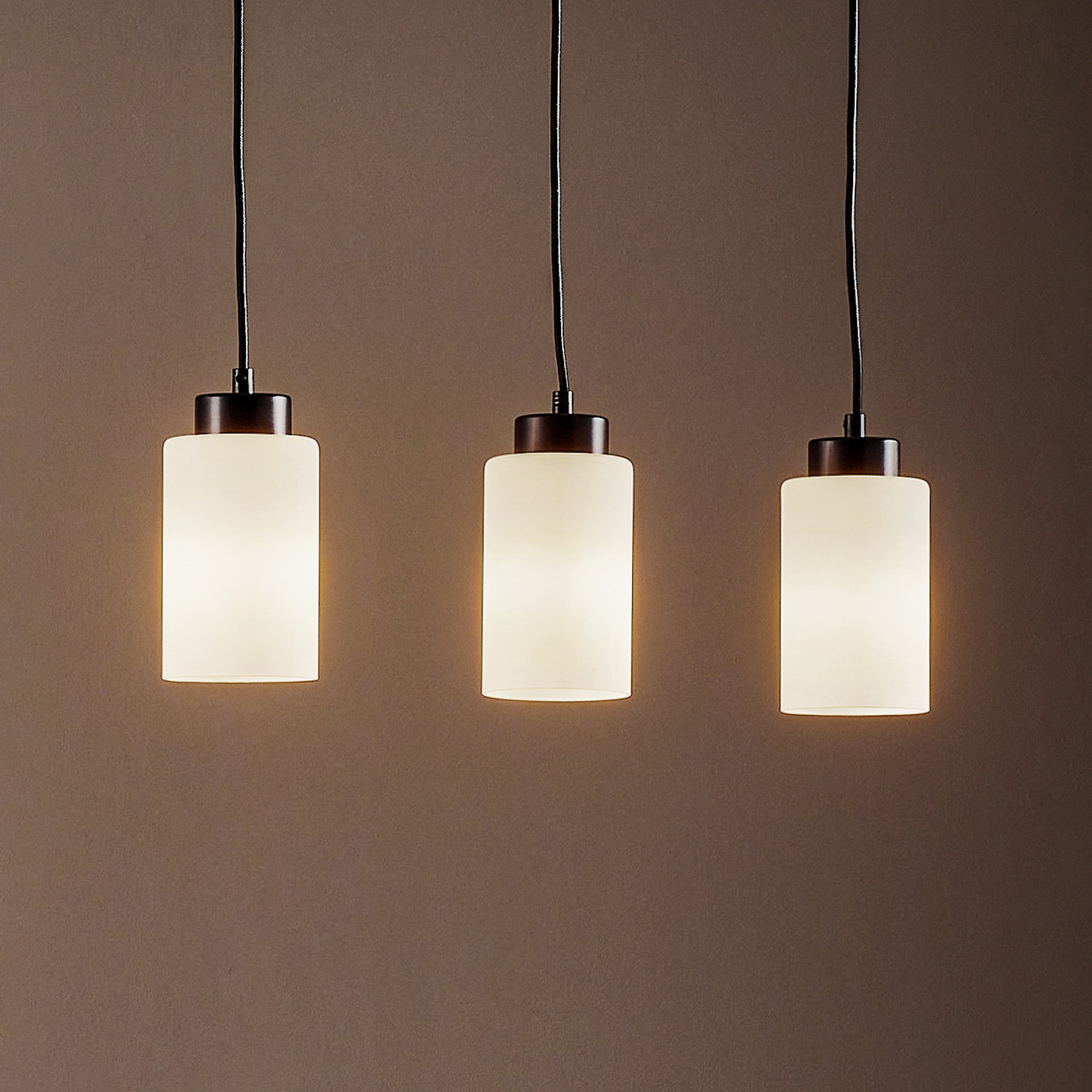 Colgante Vitrio, 3 luces, alargado, negro/blanco