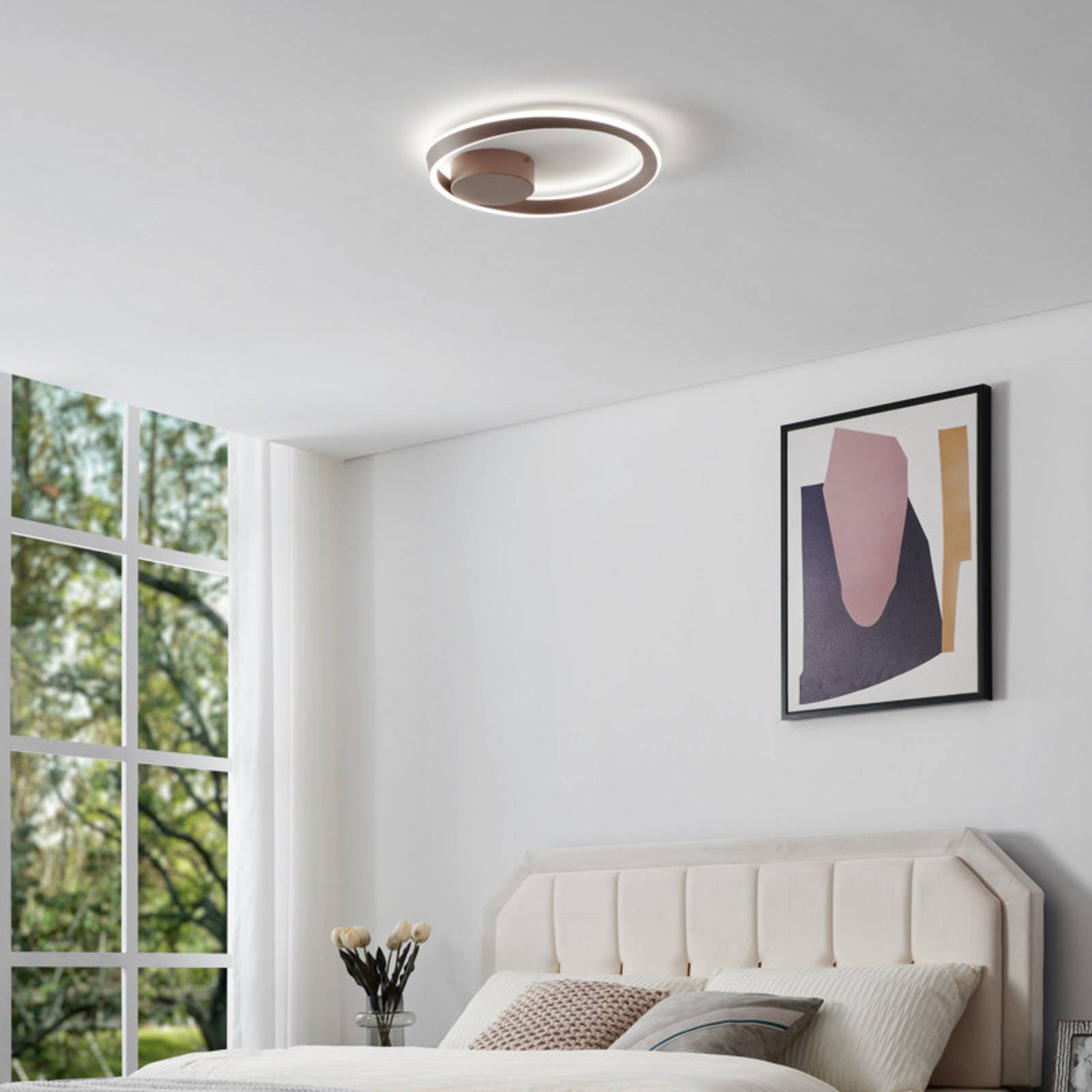 EGLO LED plafondlamp CAMEROTA, brons, Ø 41 cm, afstandsbediening