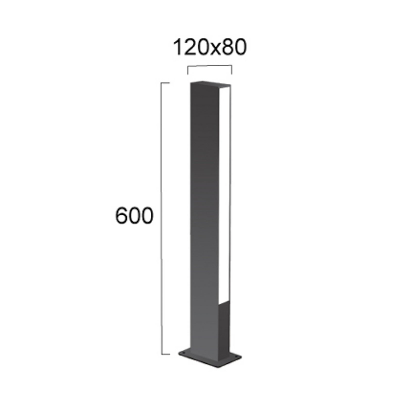 luminaire pour socle LED Lir, hauteur 60 cm, métal gris foncé