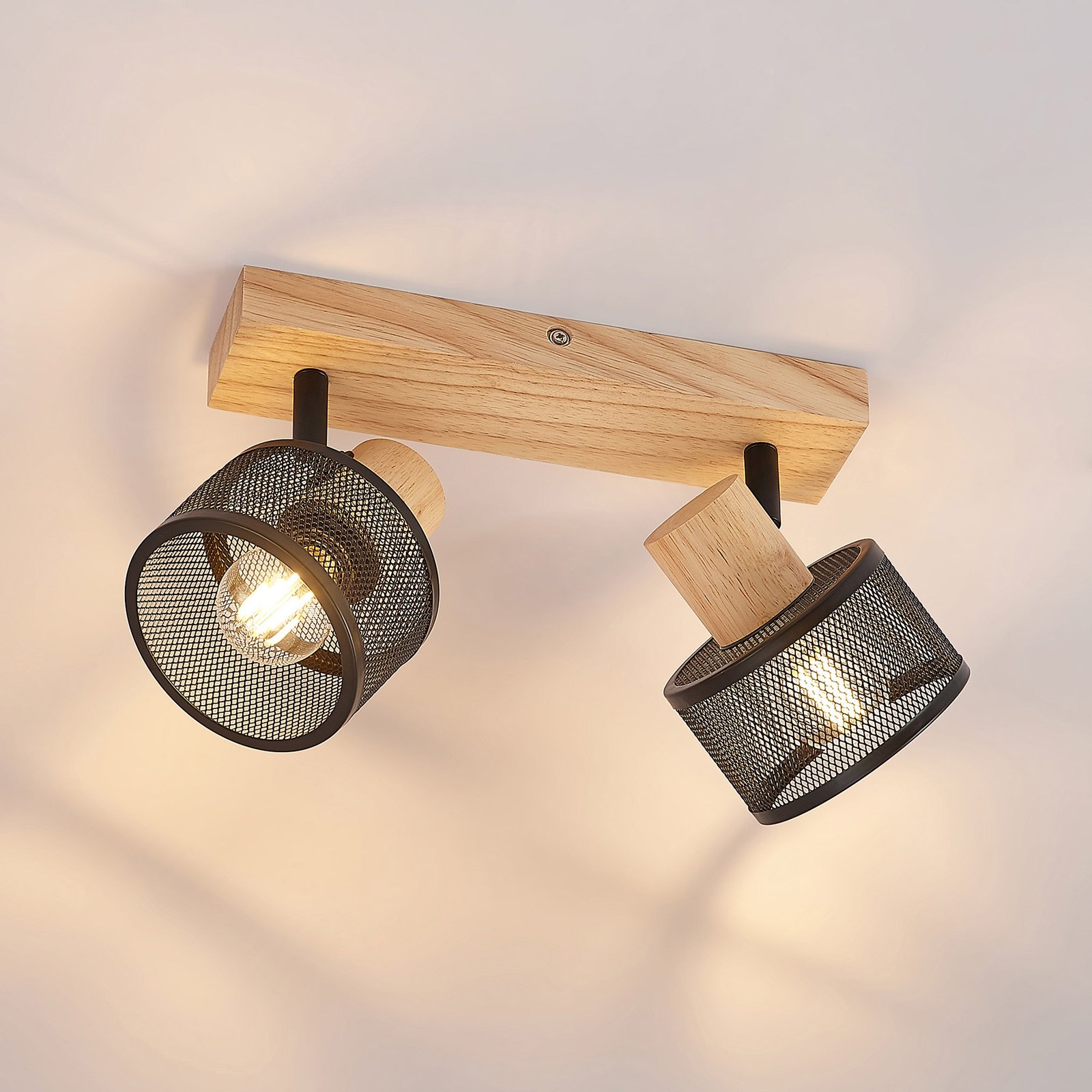 Evinora 2 Deckenleuchte Black/Wood - Lindby