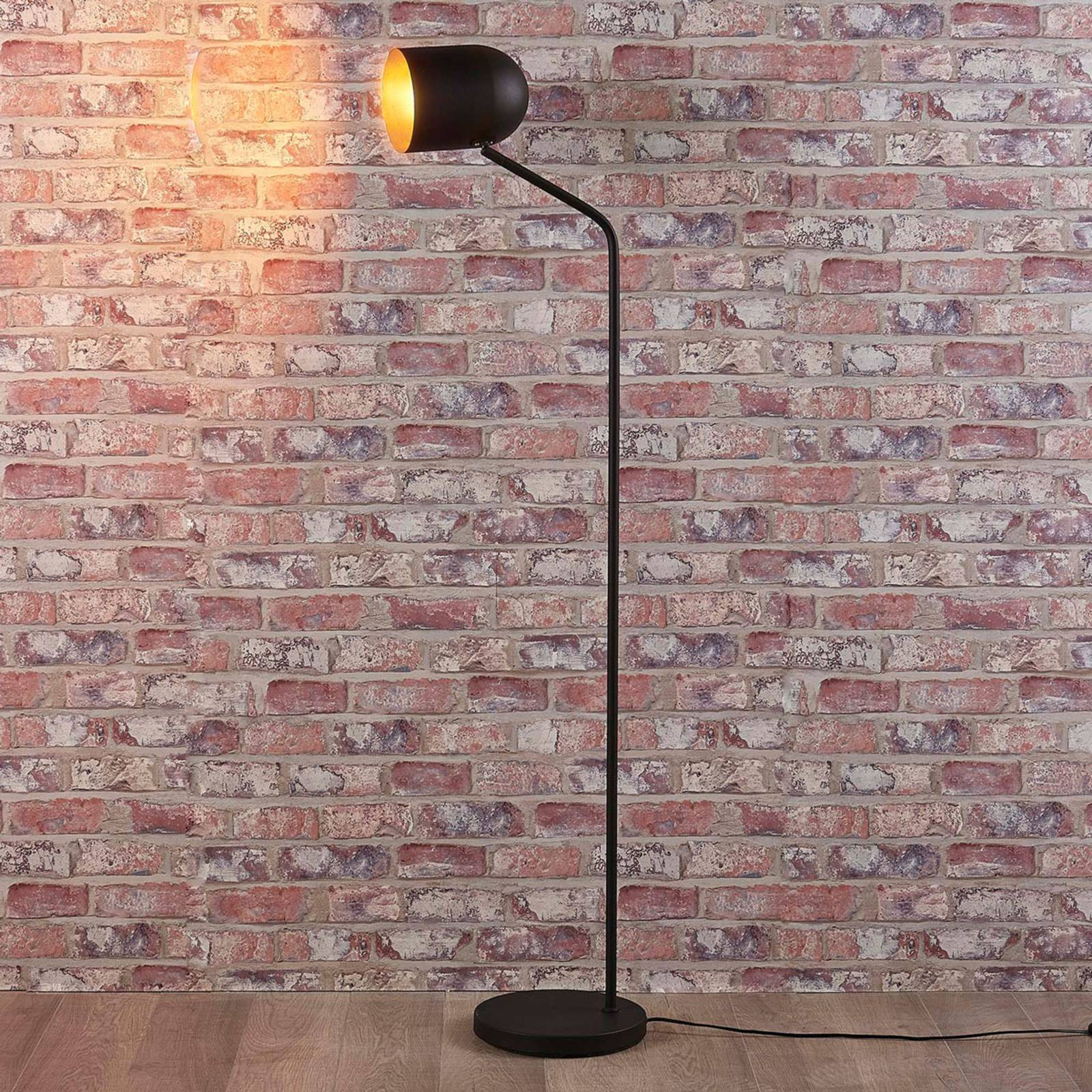 Lampa stojąca Lindby Morik, 1-punktowa, czarny/złoty, metal