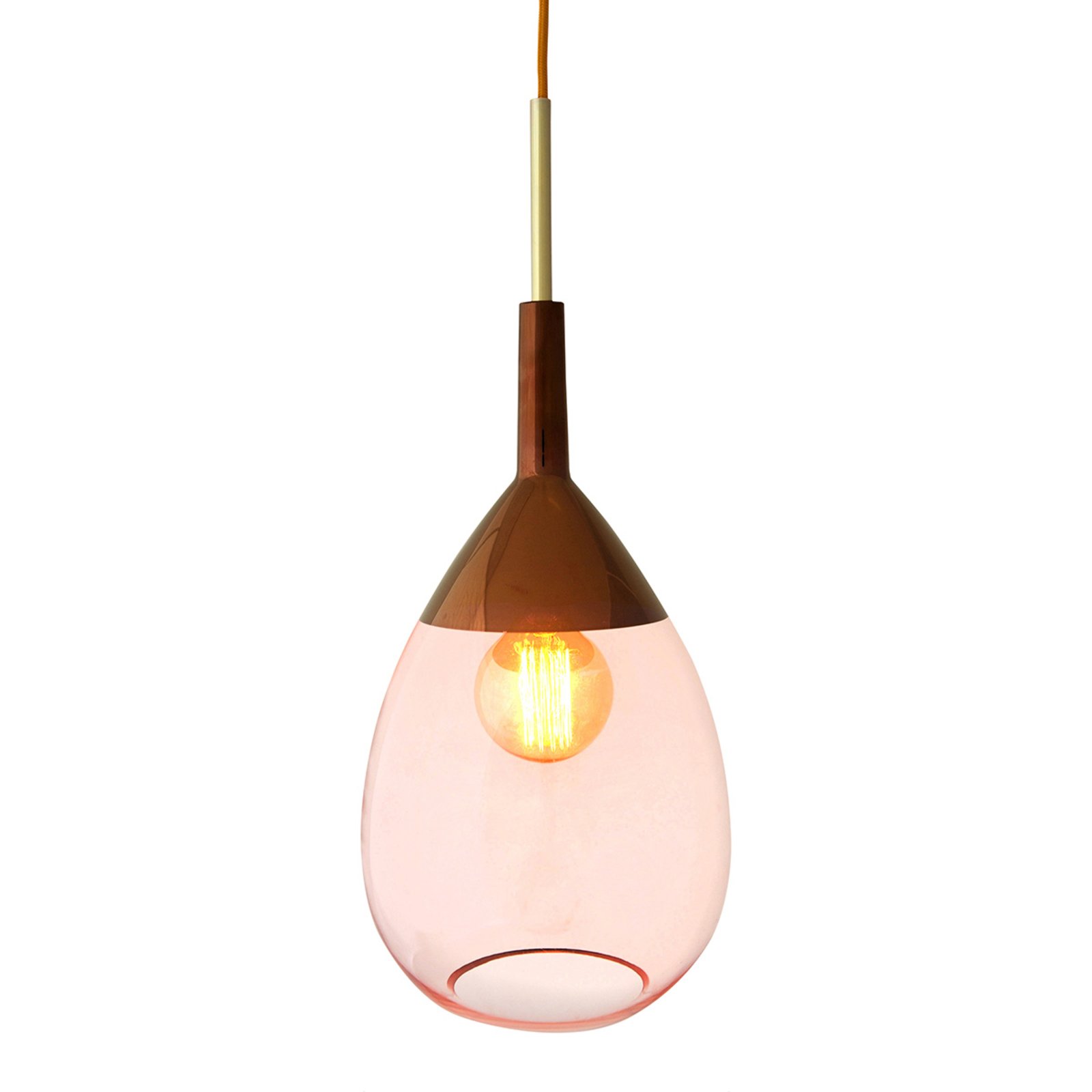 EBB & FLOW Lute glazen hanglamp rosé met koper
