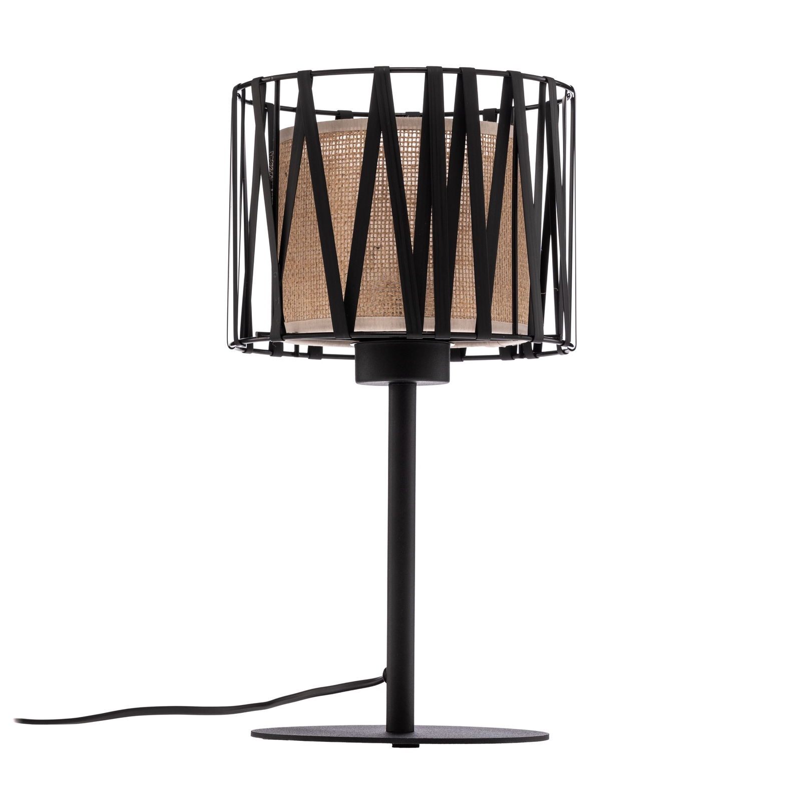 Harmony bordlampe, svart, naturlig jute, høyde 37 cm