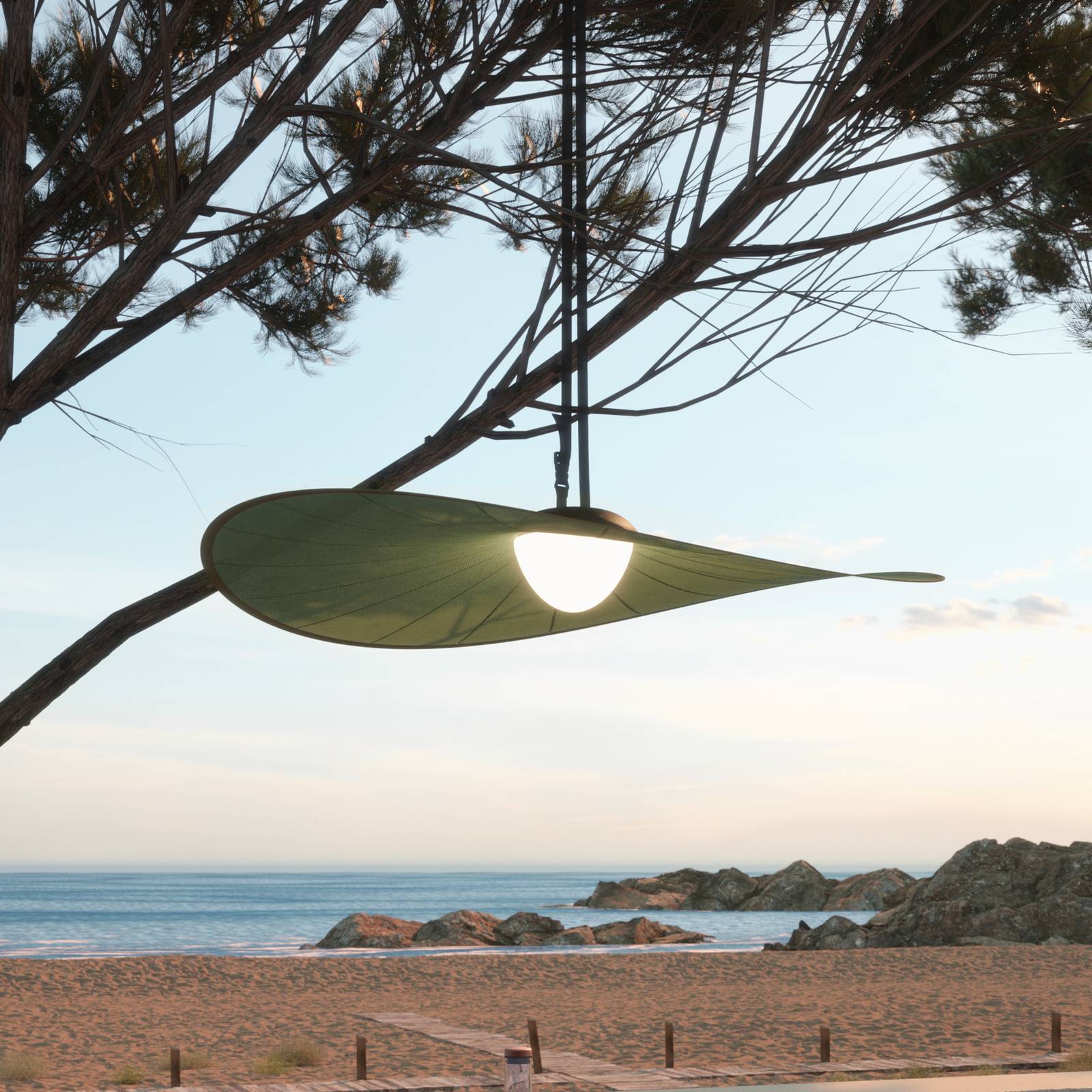 Easy Light Bloom Suspension Batterie IP65 Ø120cm vert olive