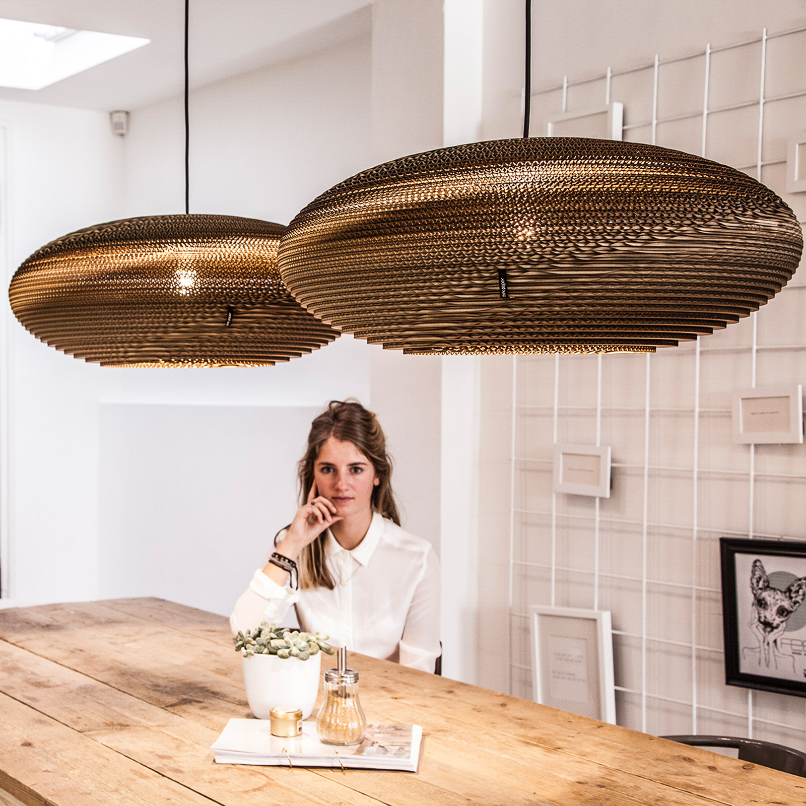 Think Paper Jazzy hanging light with cardboard shade