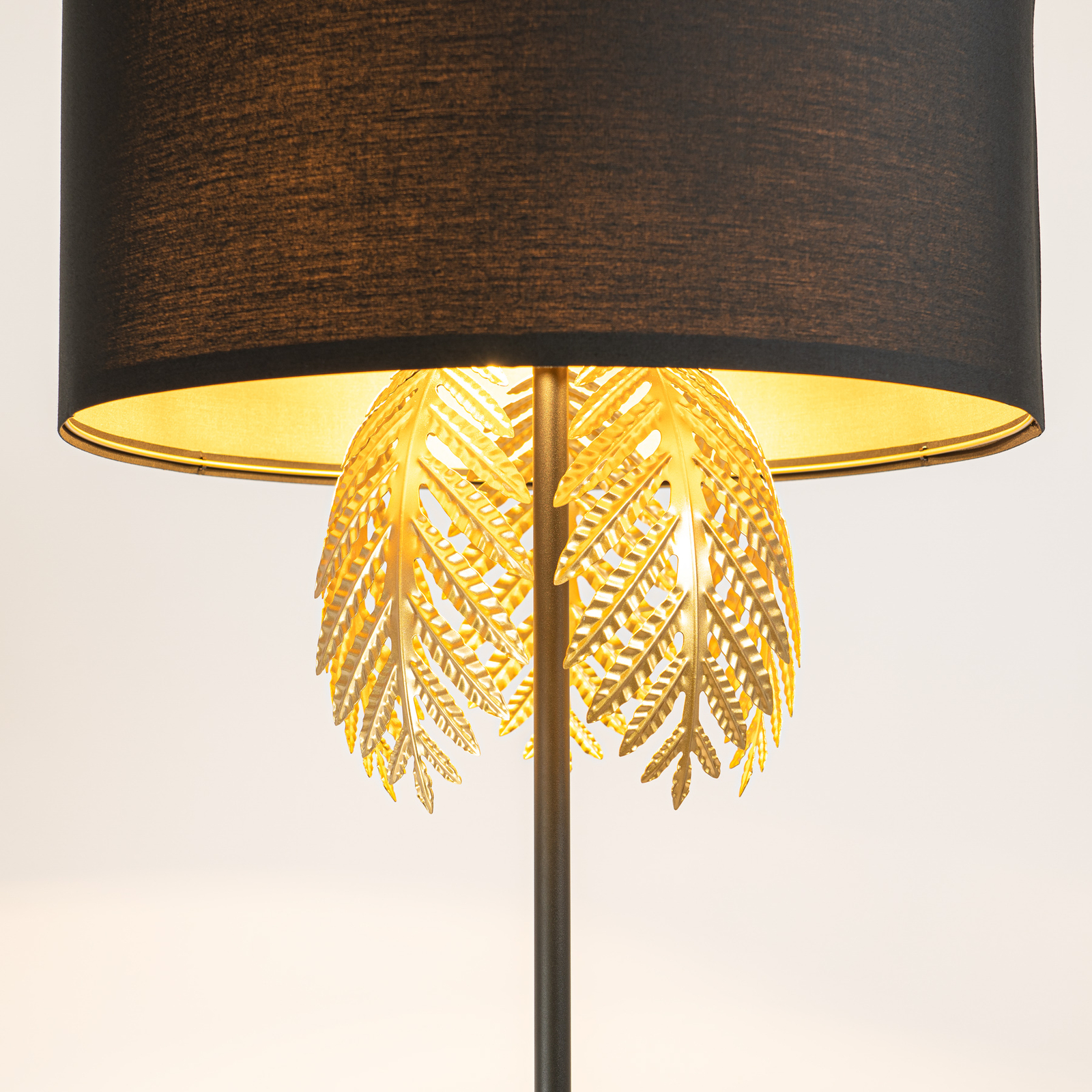 Lucande Malviras fabric floor lamp with leaf decoration