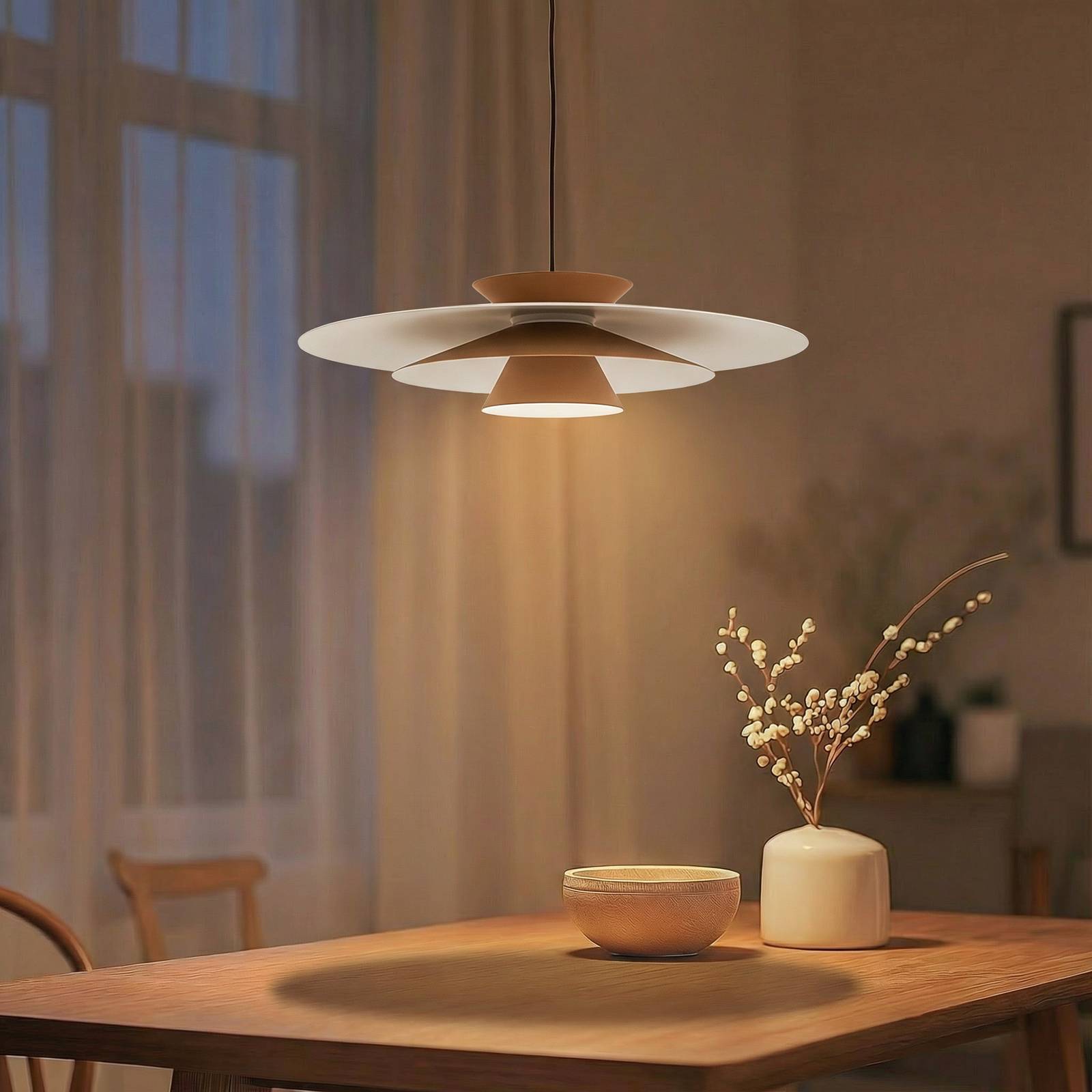 Lucande LED hanglamp Livie, beige, aluminium, Ø 50 cm