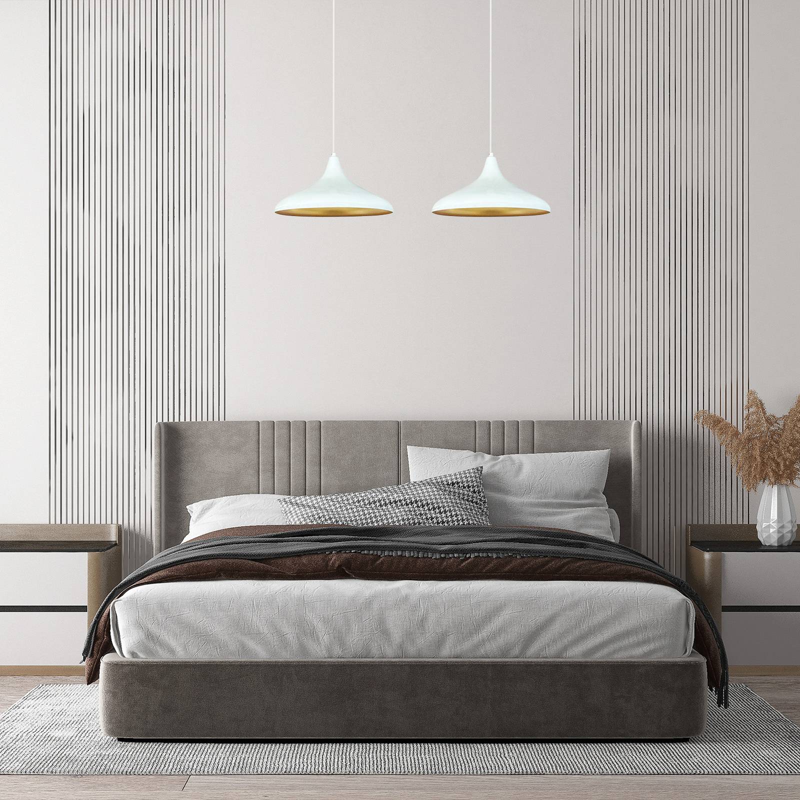 Hängeleuchte Claus, weiß, Länge 85 cm, 2-flammig, Metall günstig online kaufen