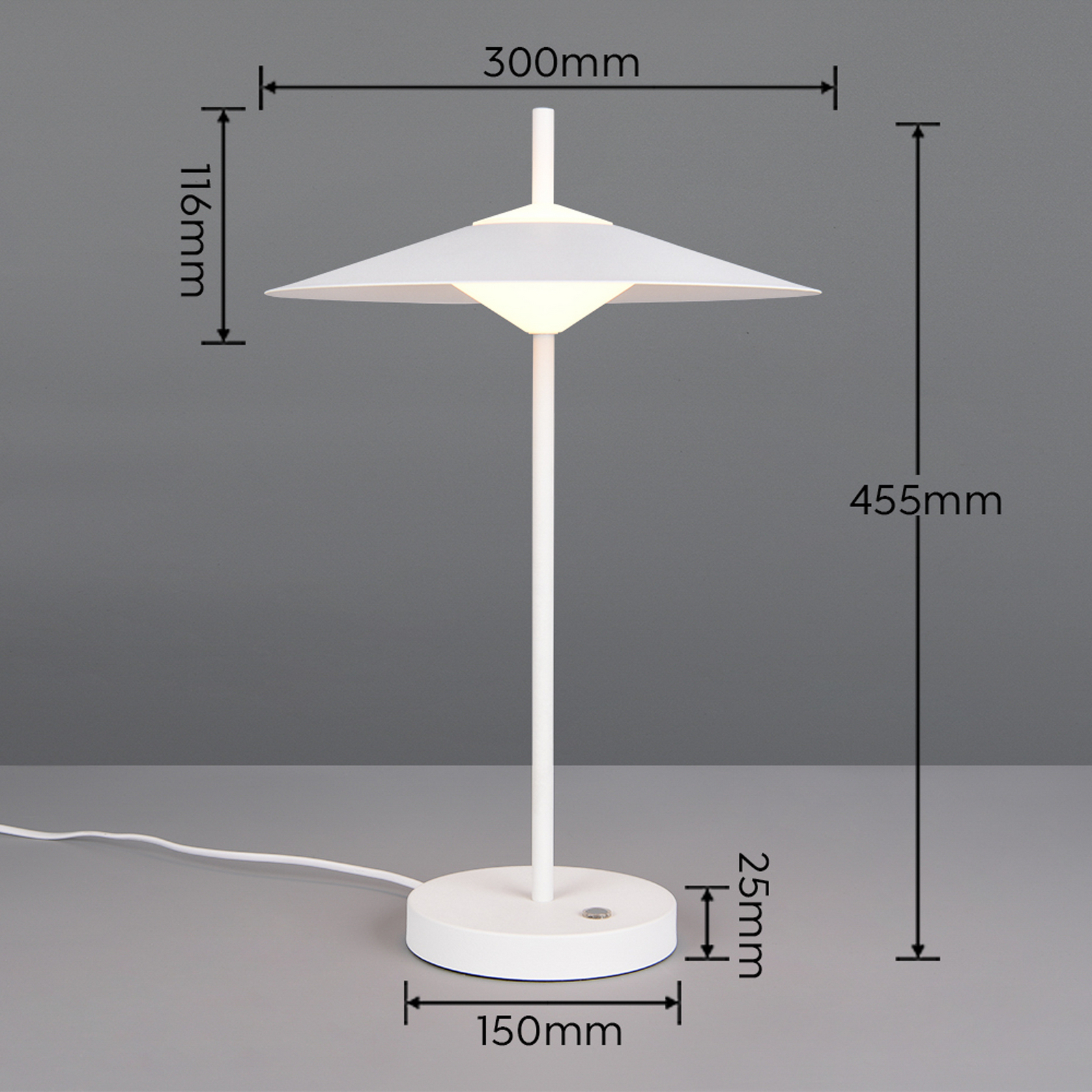 LED galda lampa „Amalo“, matēti balta, augstums 46 cm, metāls, CCT LED galda lampa „Amalo“, matēti balta, augstums 46 cm, metāls, CCT