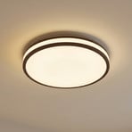 Lindby LED plafondlamp Emiva, Ø 40 cm, donker hout, CCT