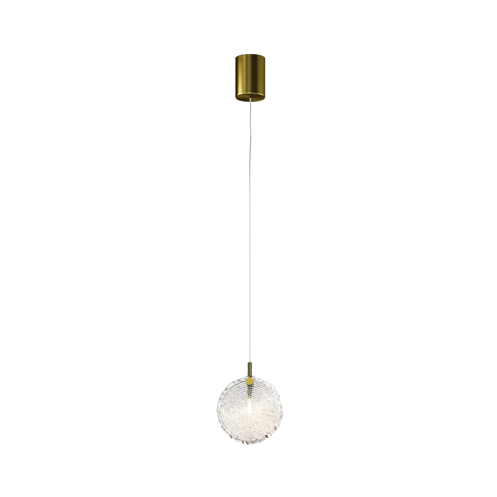 Maytoni Frozen pendant light, Ø 13 cm, clear / brass, glass