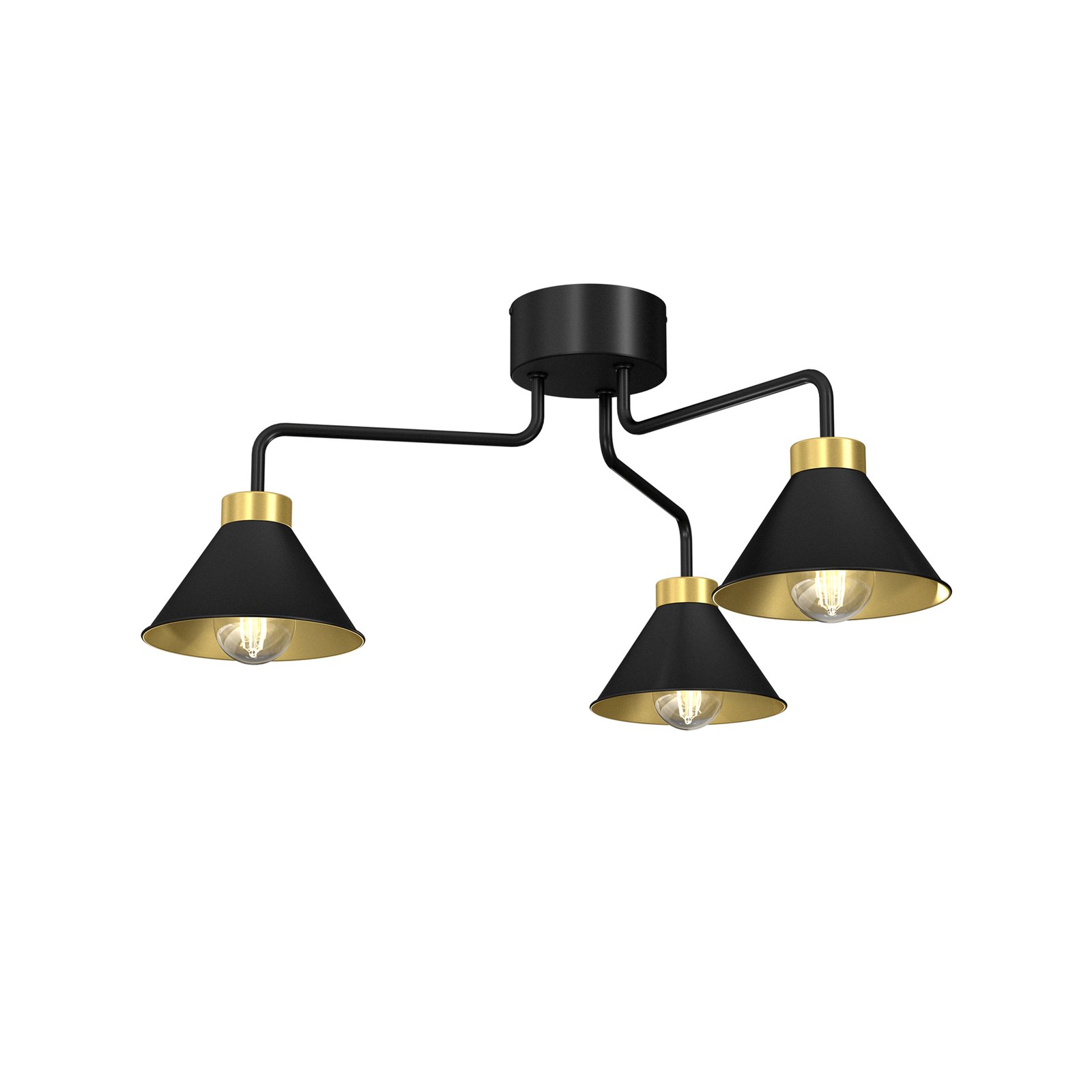 Maro ceiling lamp, black, 3-bulb