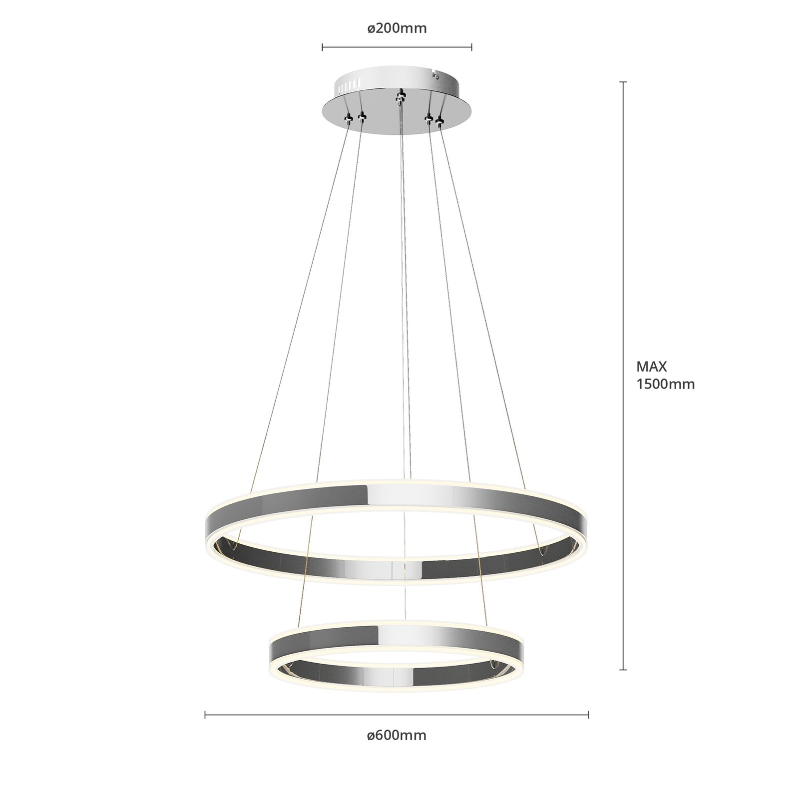 Lyani 2 Lámpara Colgante Ø60 Chrome/White - Lucande