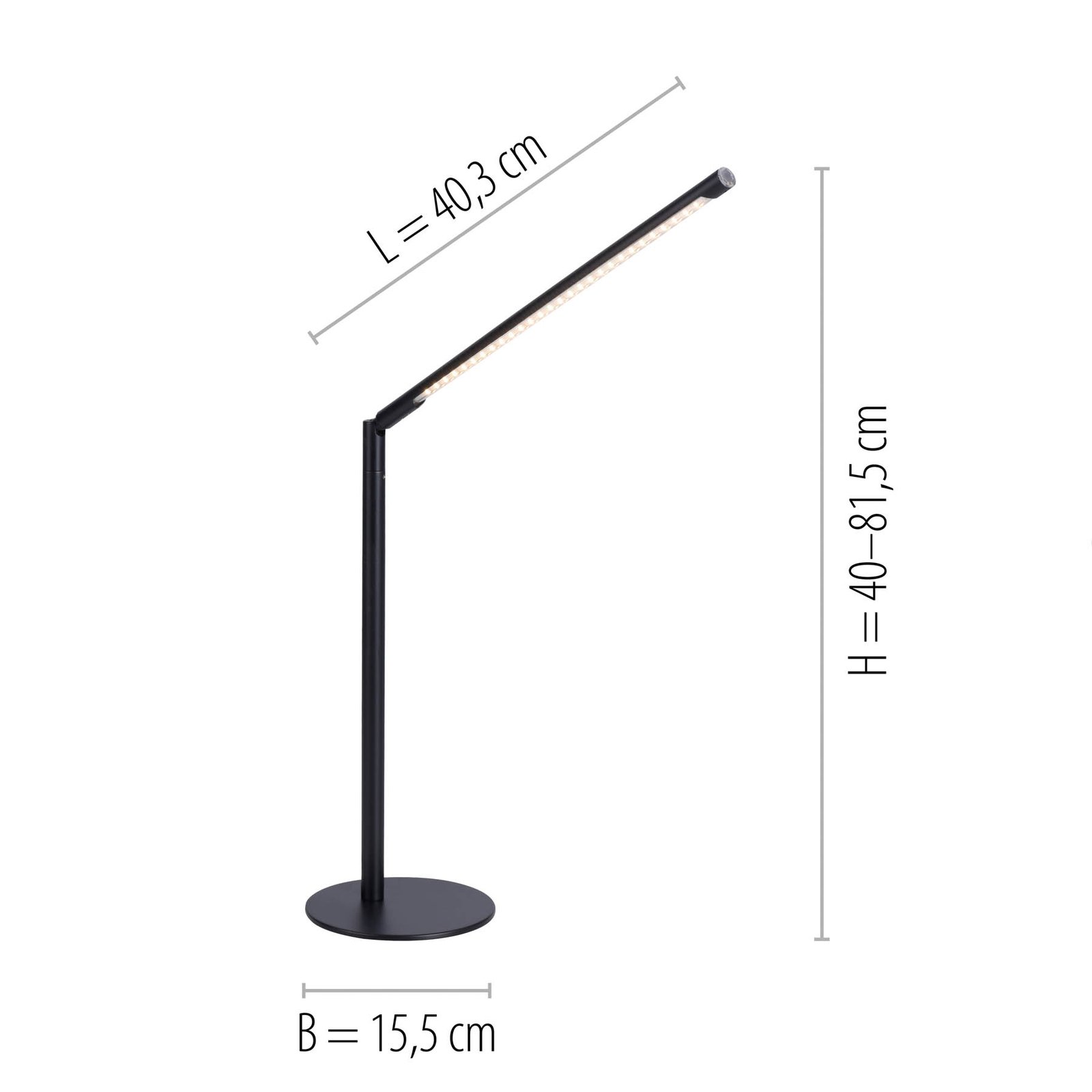 LED-bordslampa Dawda, dimbar, svart