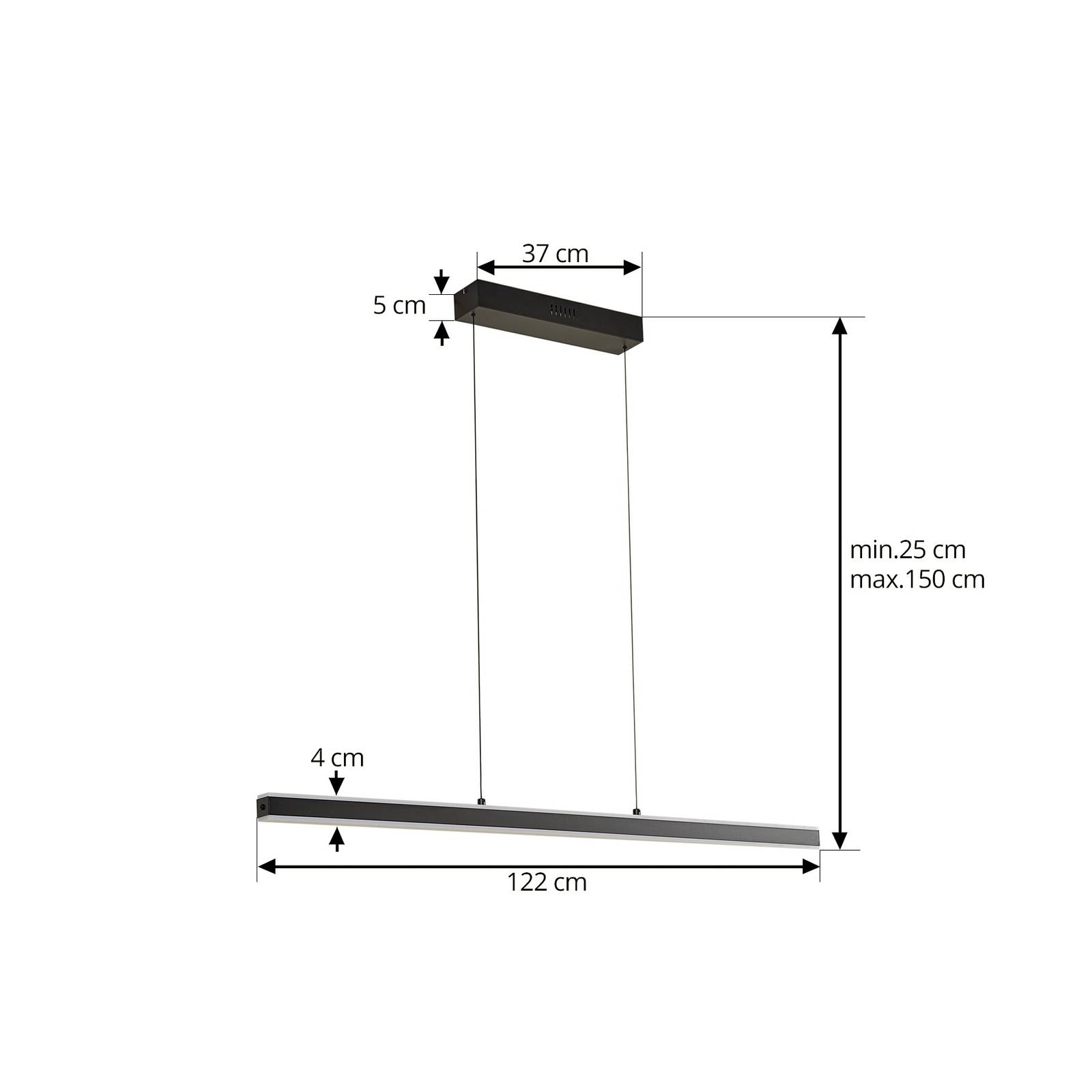 Lampa wisząca LED Lucande Pendolo, czarny, aluminium, 120 cm